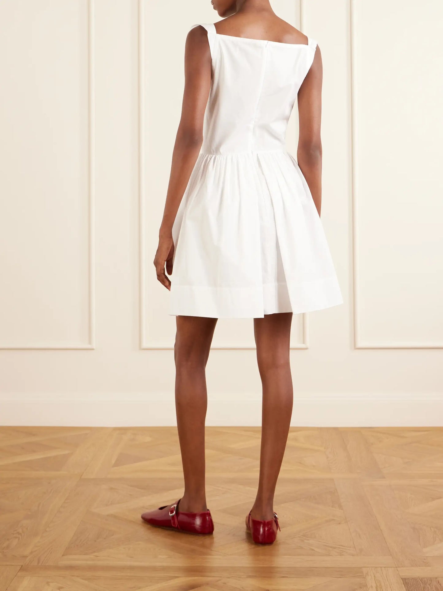 Sunday Pleated Cotton-poplin Mini Dress