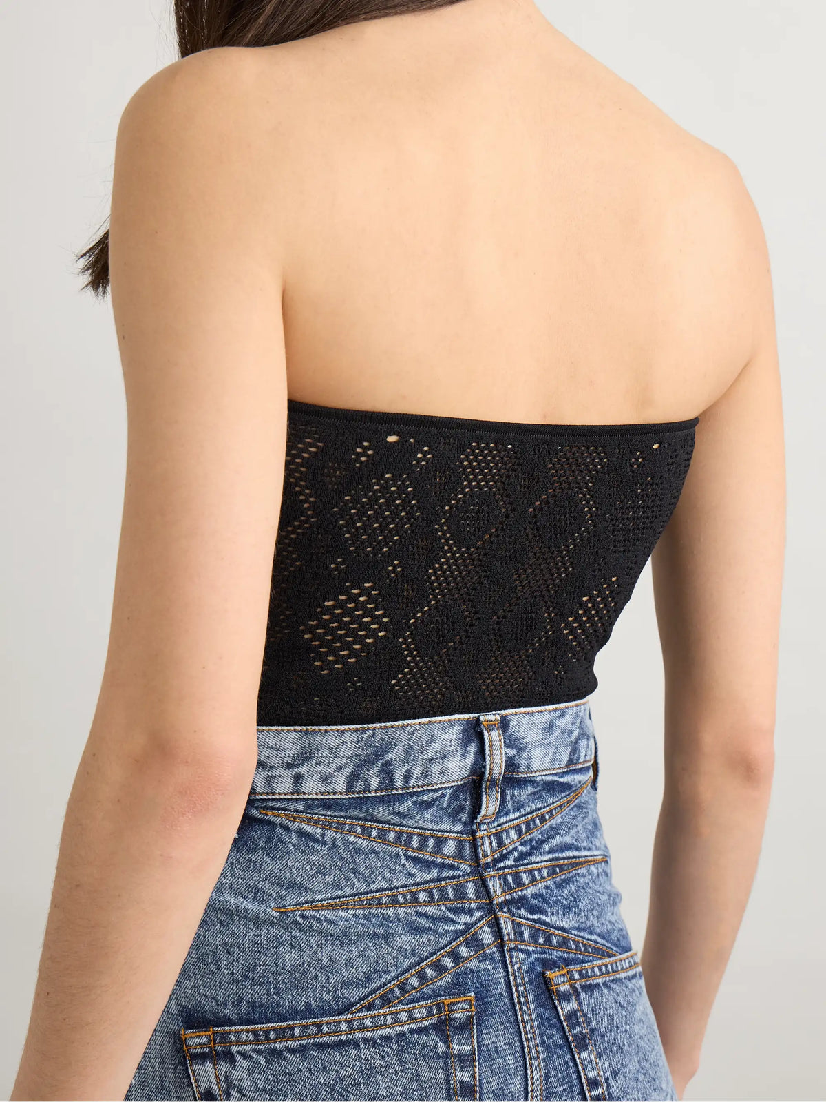 Alaïa Strapless Pointelle-knit Bodysuit