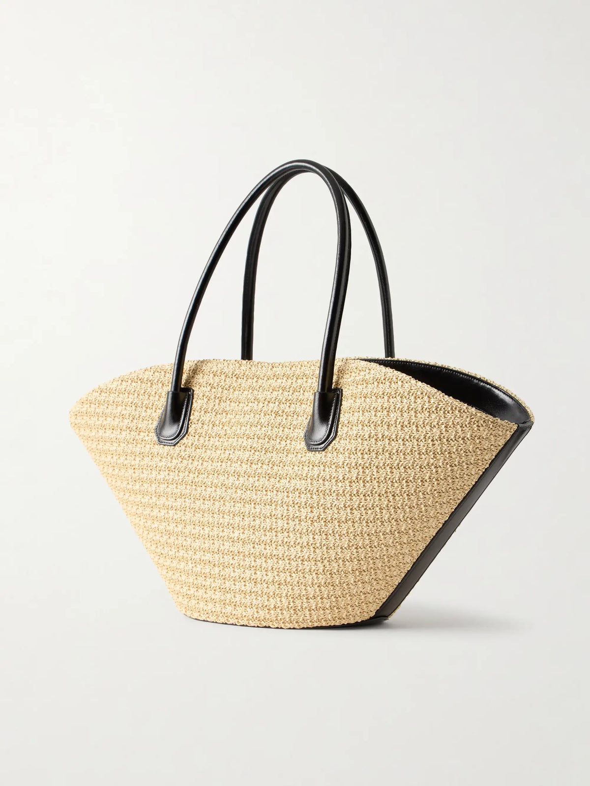 Antigona Small Leather-trimmed Raffia Tote