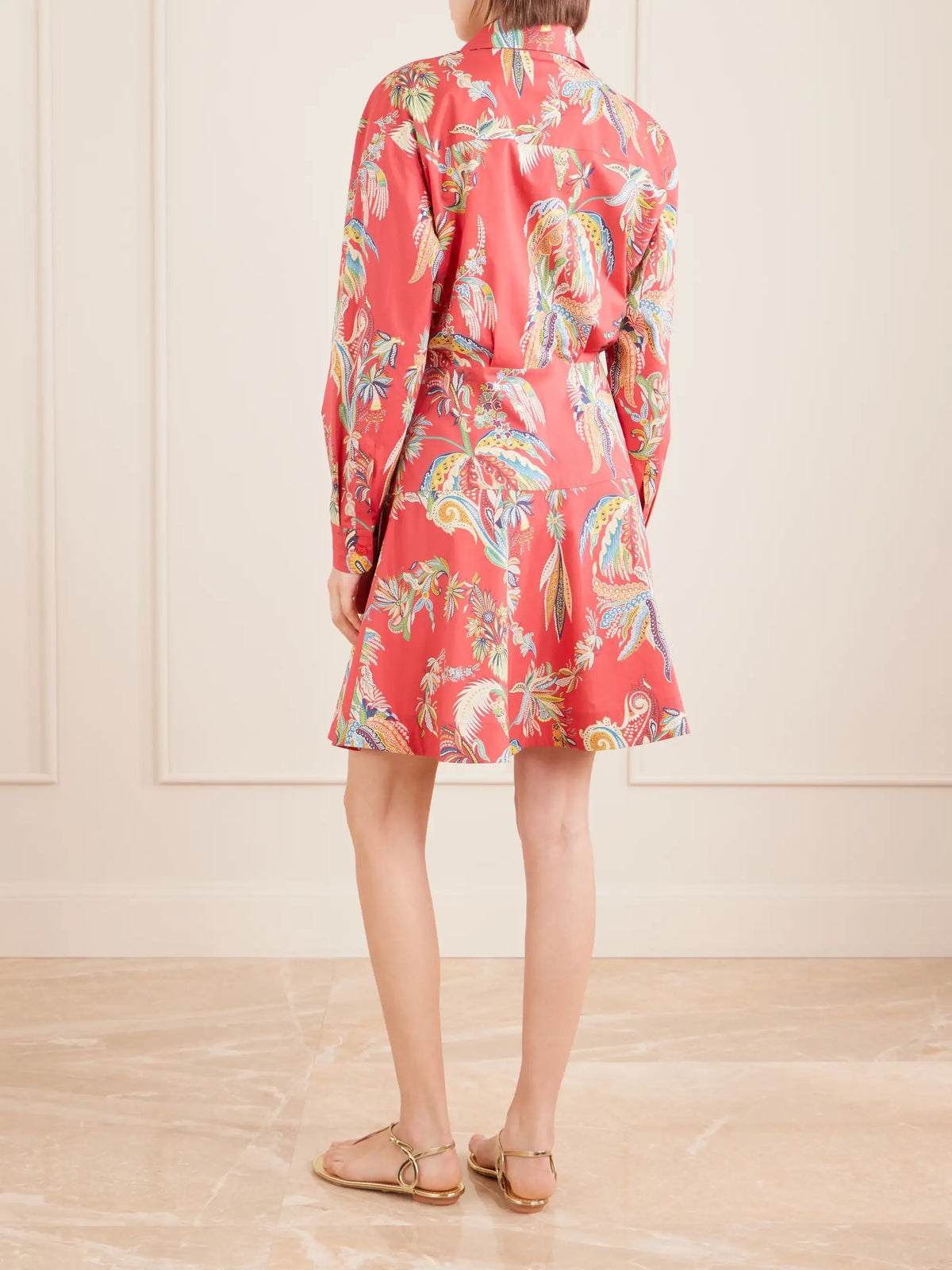 Knotted Printed Cotton-blend Mini Dress