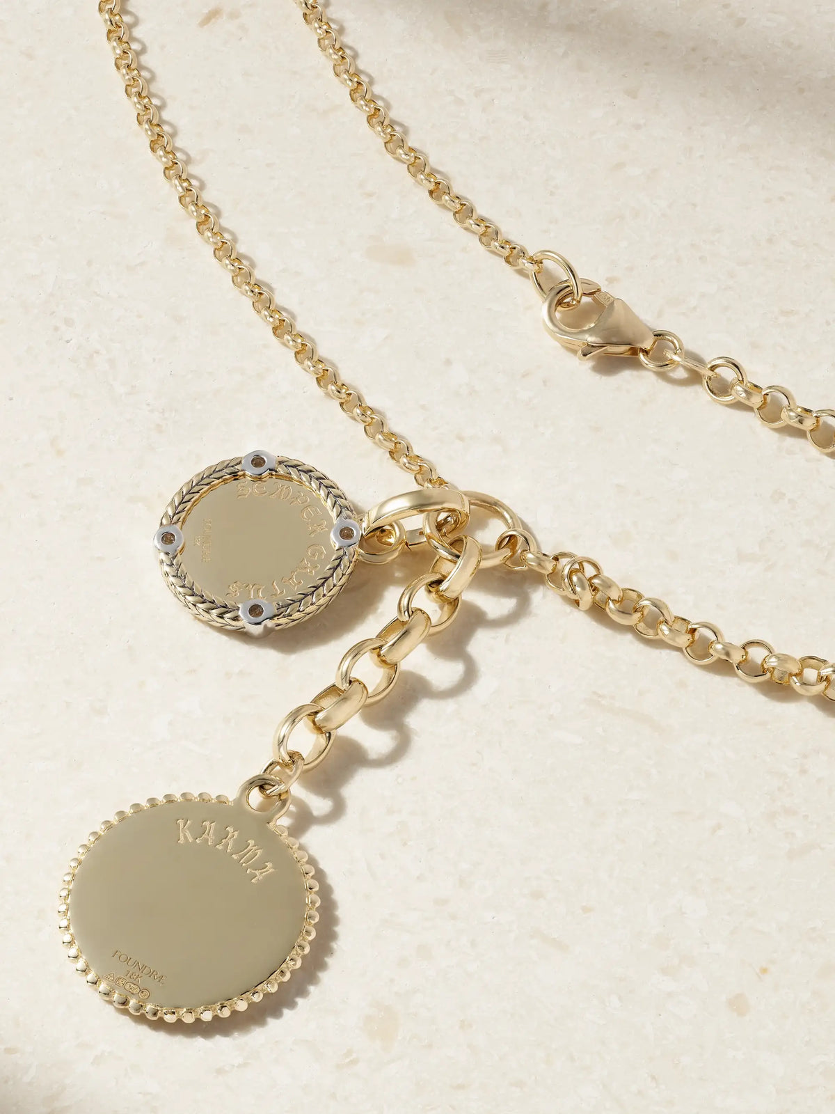 Karma + Infinite Gratitude + Medium Mixed Belcher 18-karat Gold Diamond Necklace
