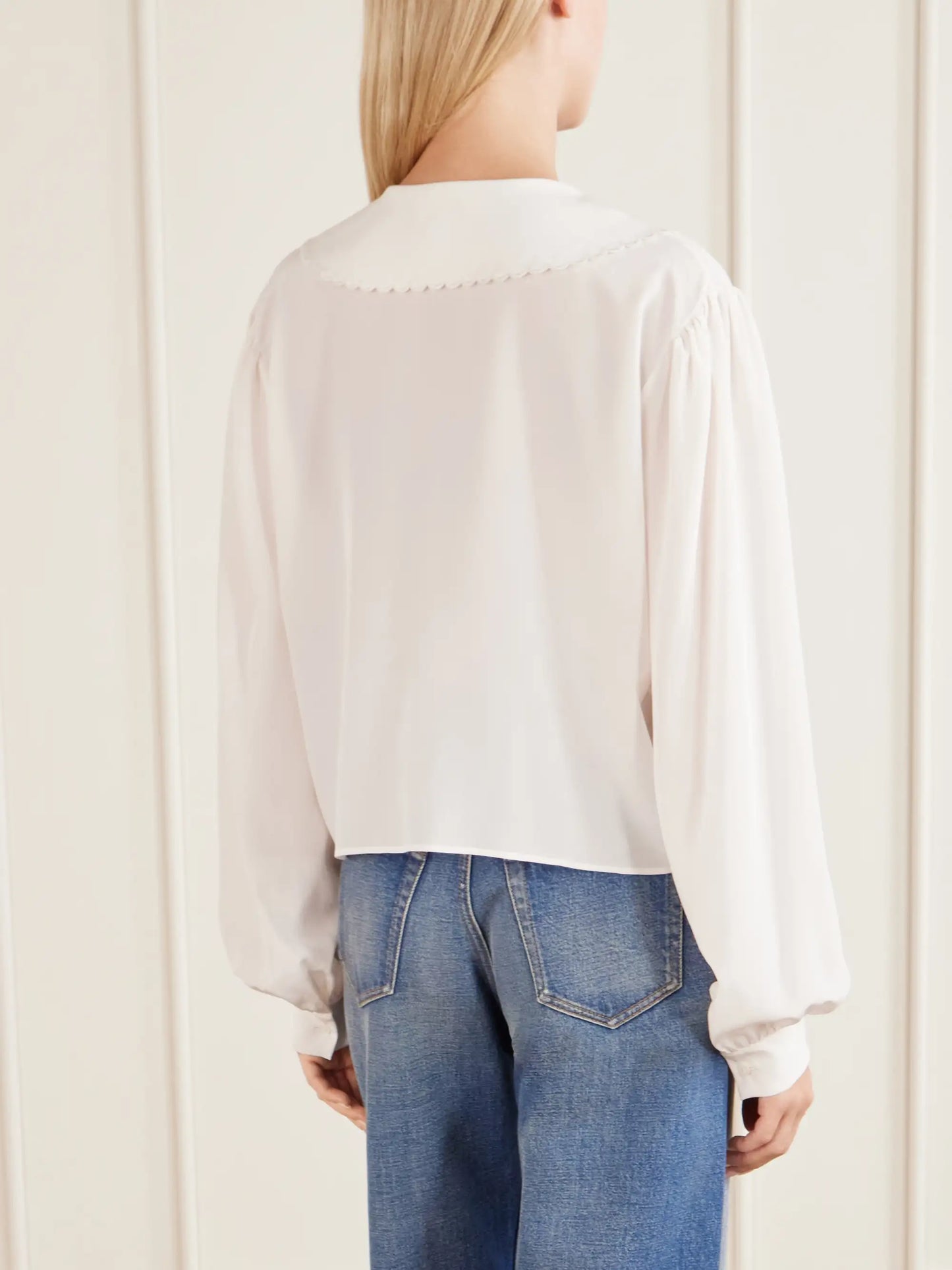 Cropped Silk-crepe De Chine Blouse