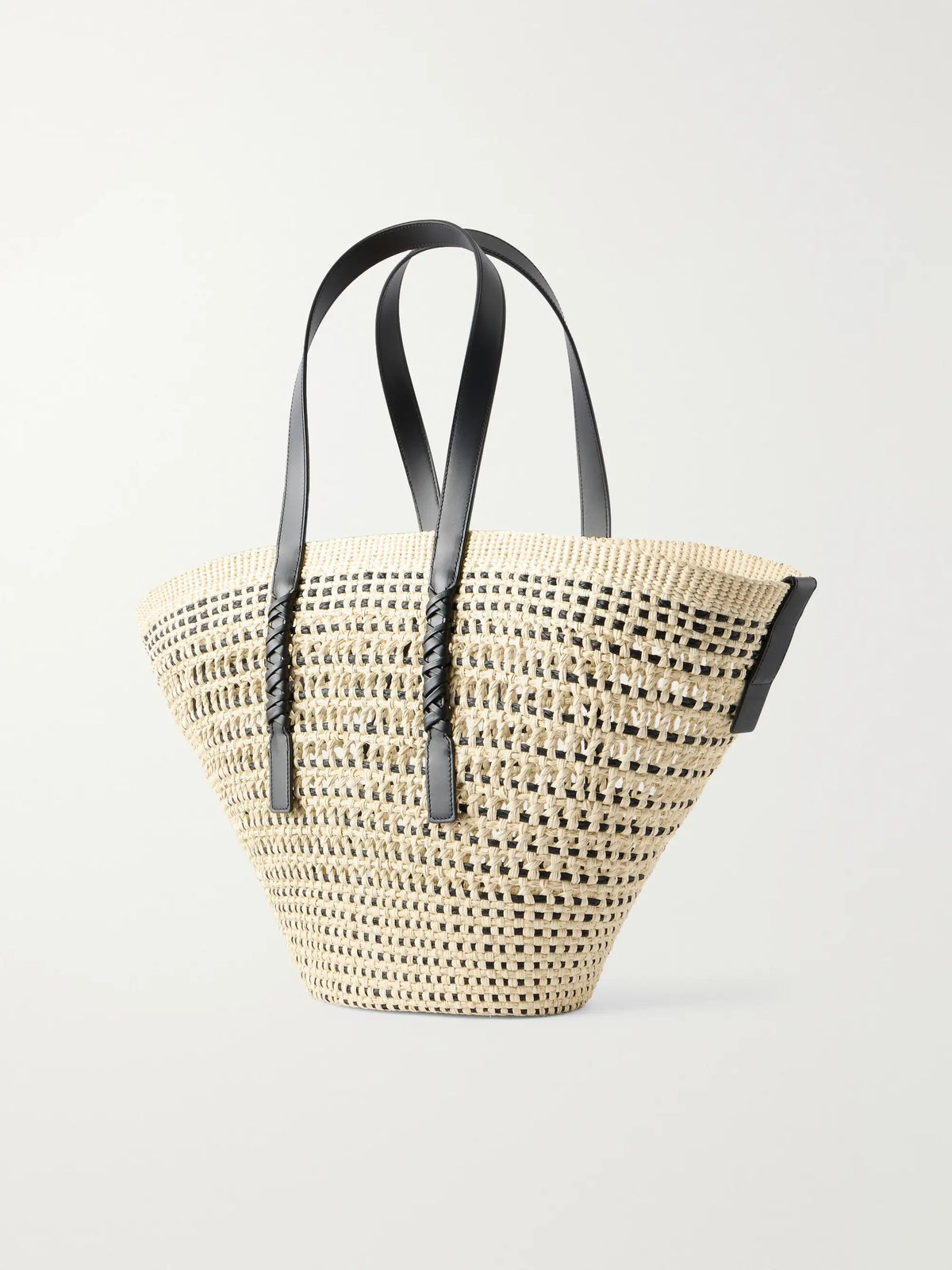+ Paula's Ibiza Leather-trimmed Iraca Tote
