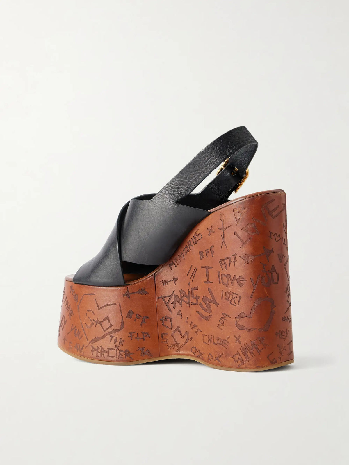 Maxime Leather Slingback Platform Wedge Sandals