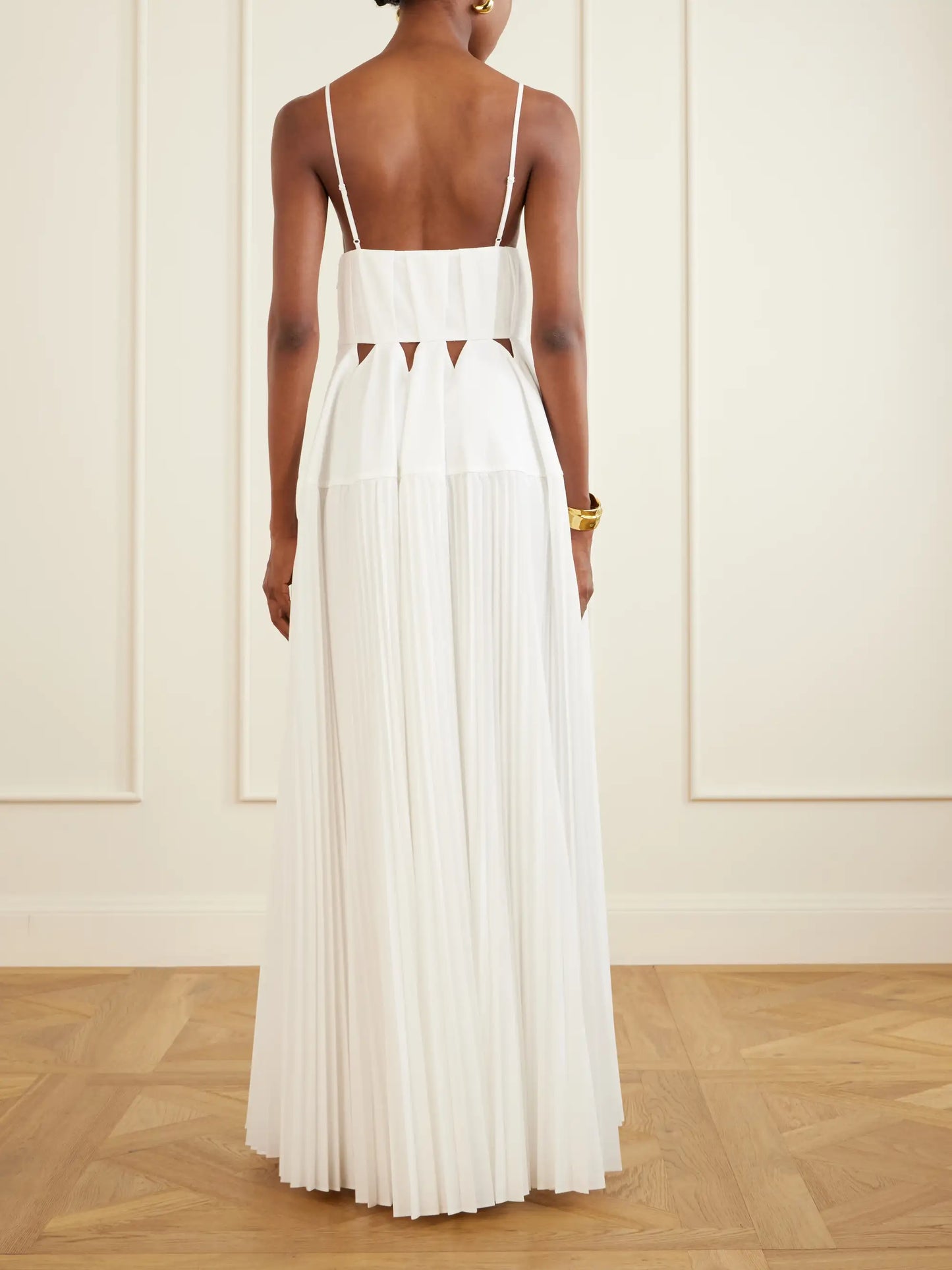 Selene Cut-out Pleated Poplin Maxi Dress
