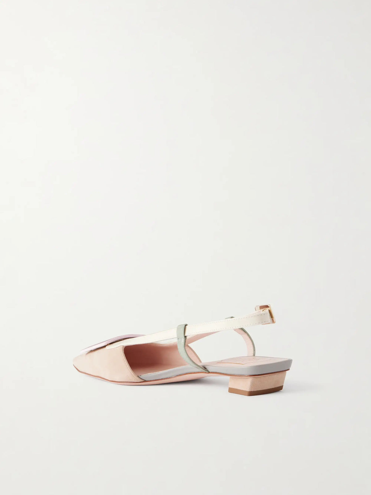 Roger Belle Vivier 20 Buckled Leather-trimmed Suede Ballet Flats