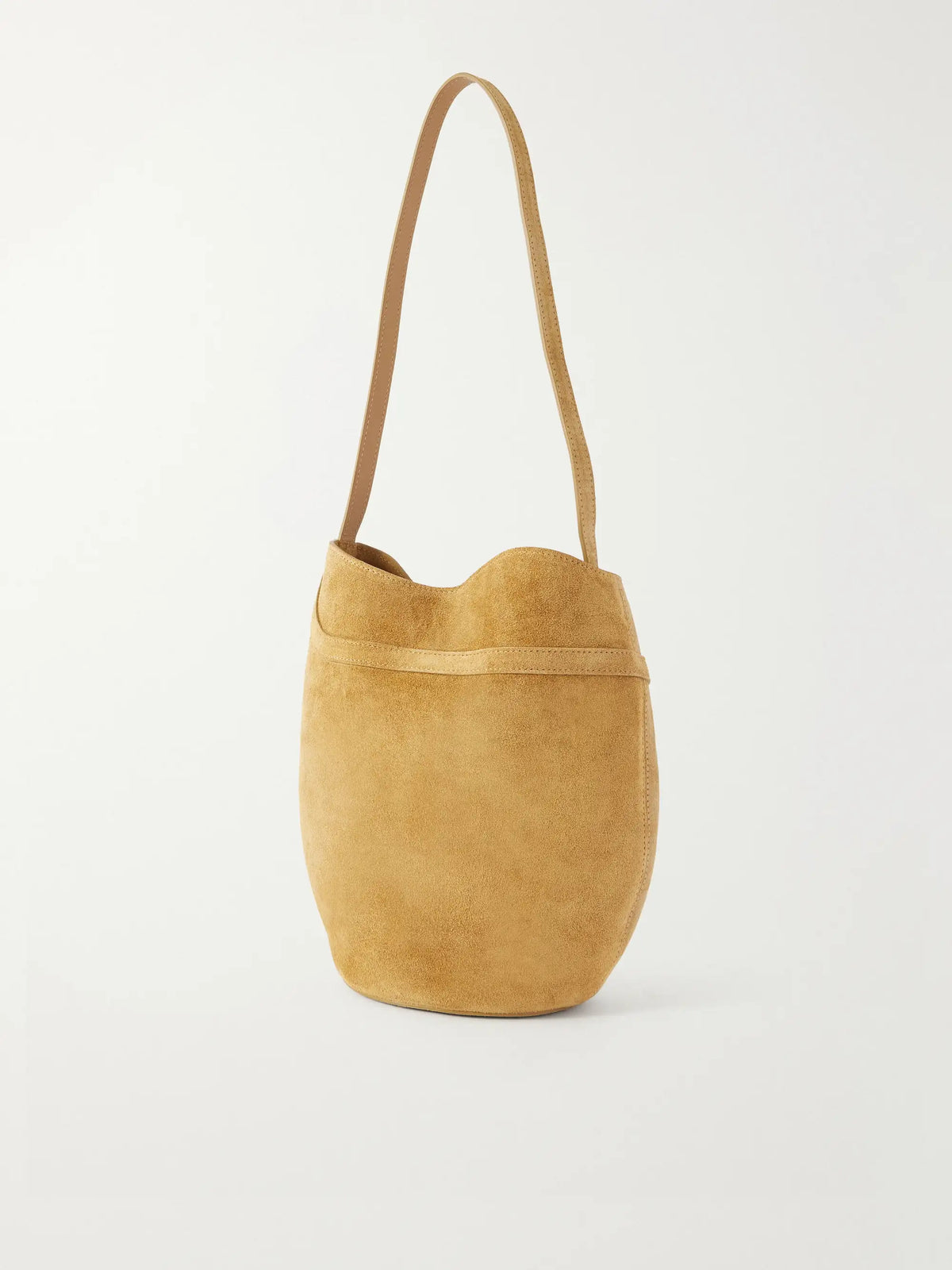Belted Suede Bucket Bag