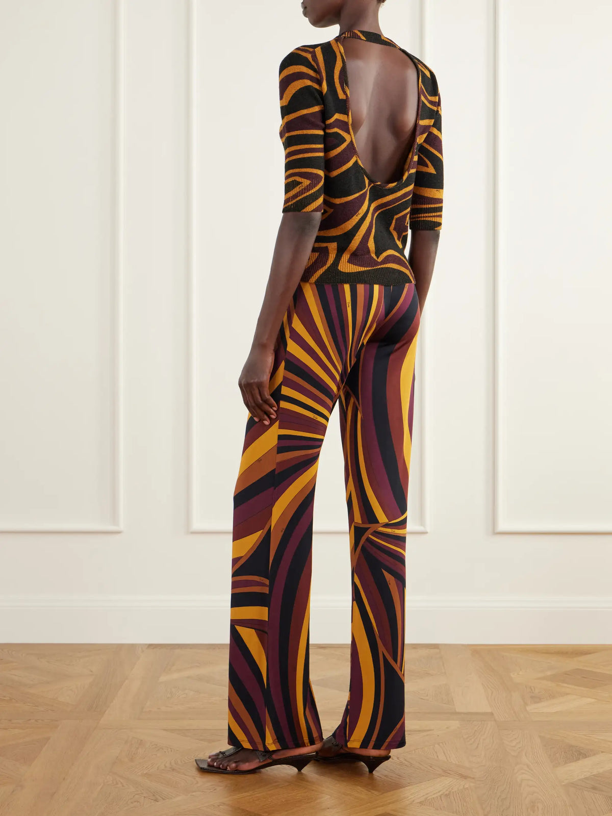 PUCCI Printed Open-back Wool-blend Sweater
