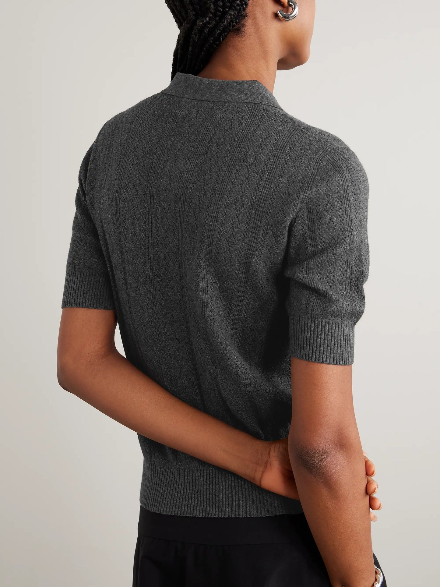Cristine Pointelle-knit Cotton And Cashmere-blend Polo Shirt
