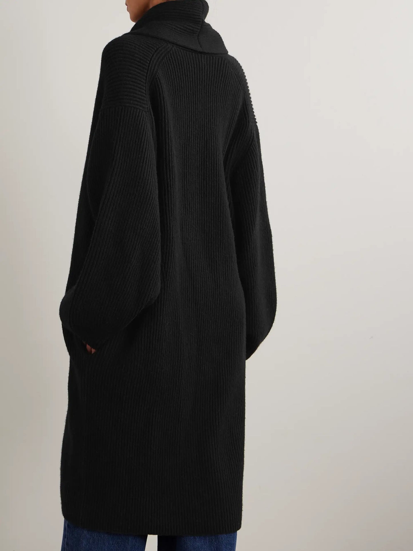 Double-breasted Ribbed Wool Cardigan