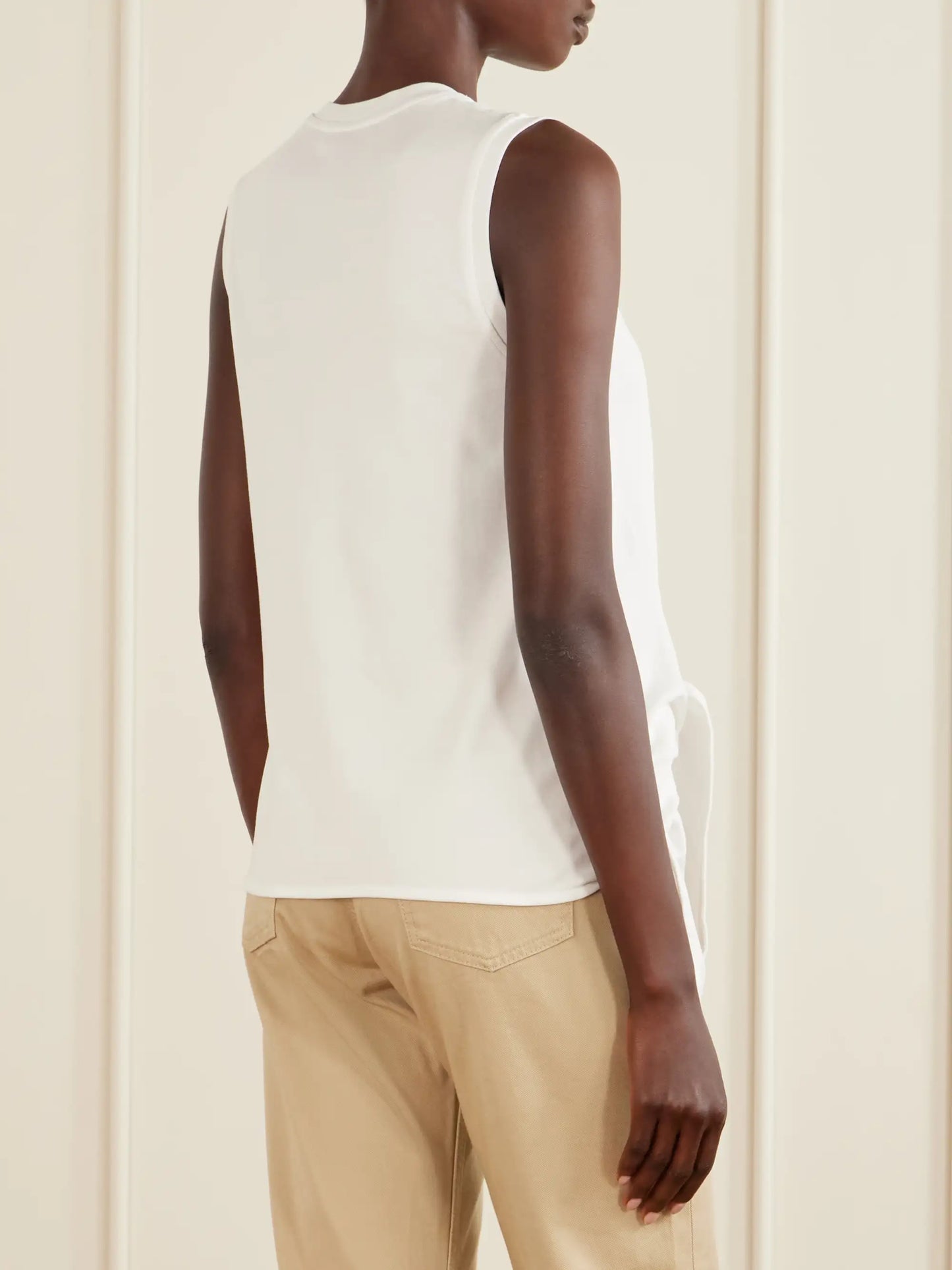 Knotted Logo-embroidered Cotton-jersey Tank
