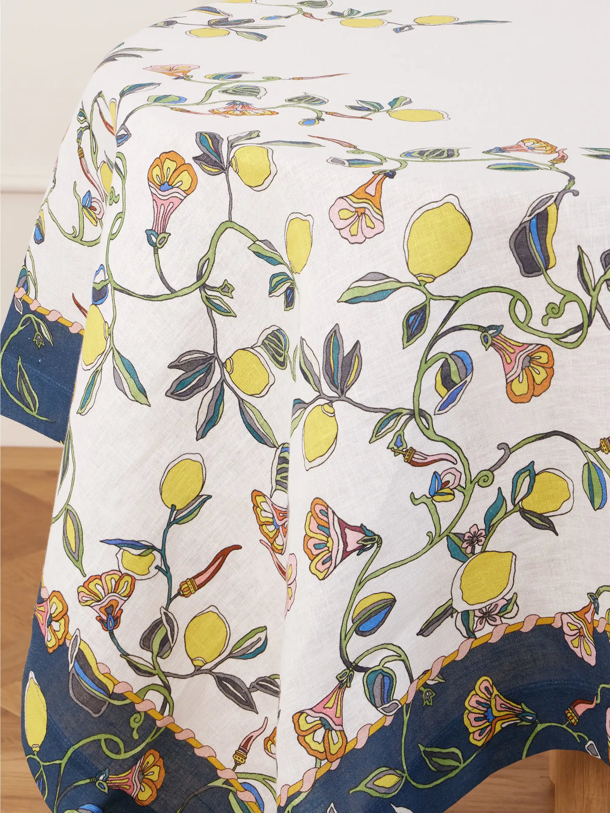 Large Printed Linen Tablecloth