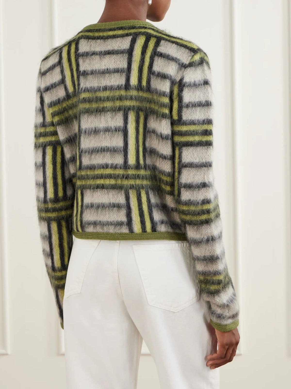 La DoubleJ Check Wool-blend Cardigan