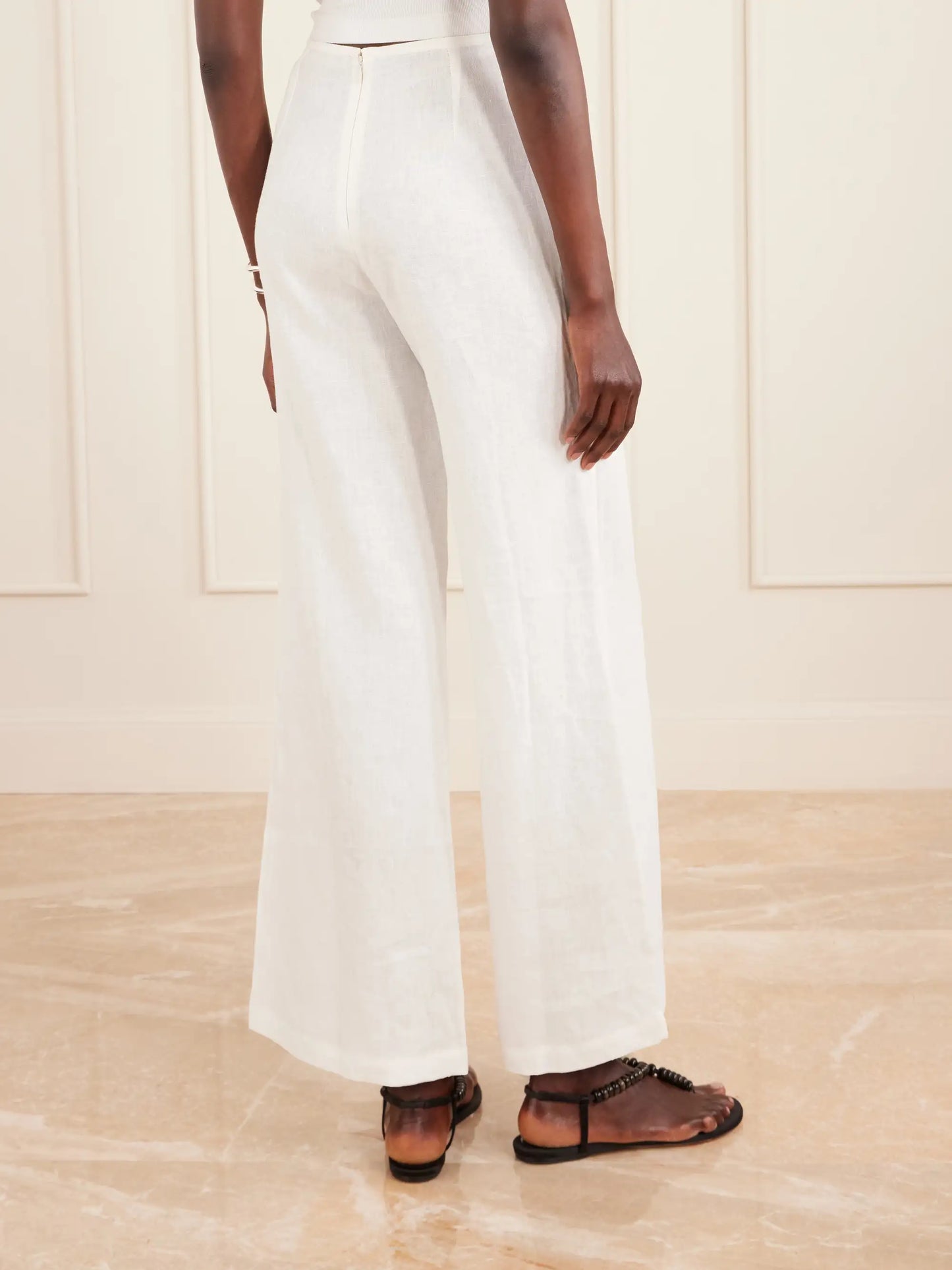 Syna Linen Straight-leg Pants