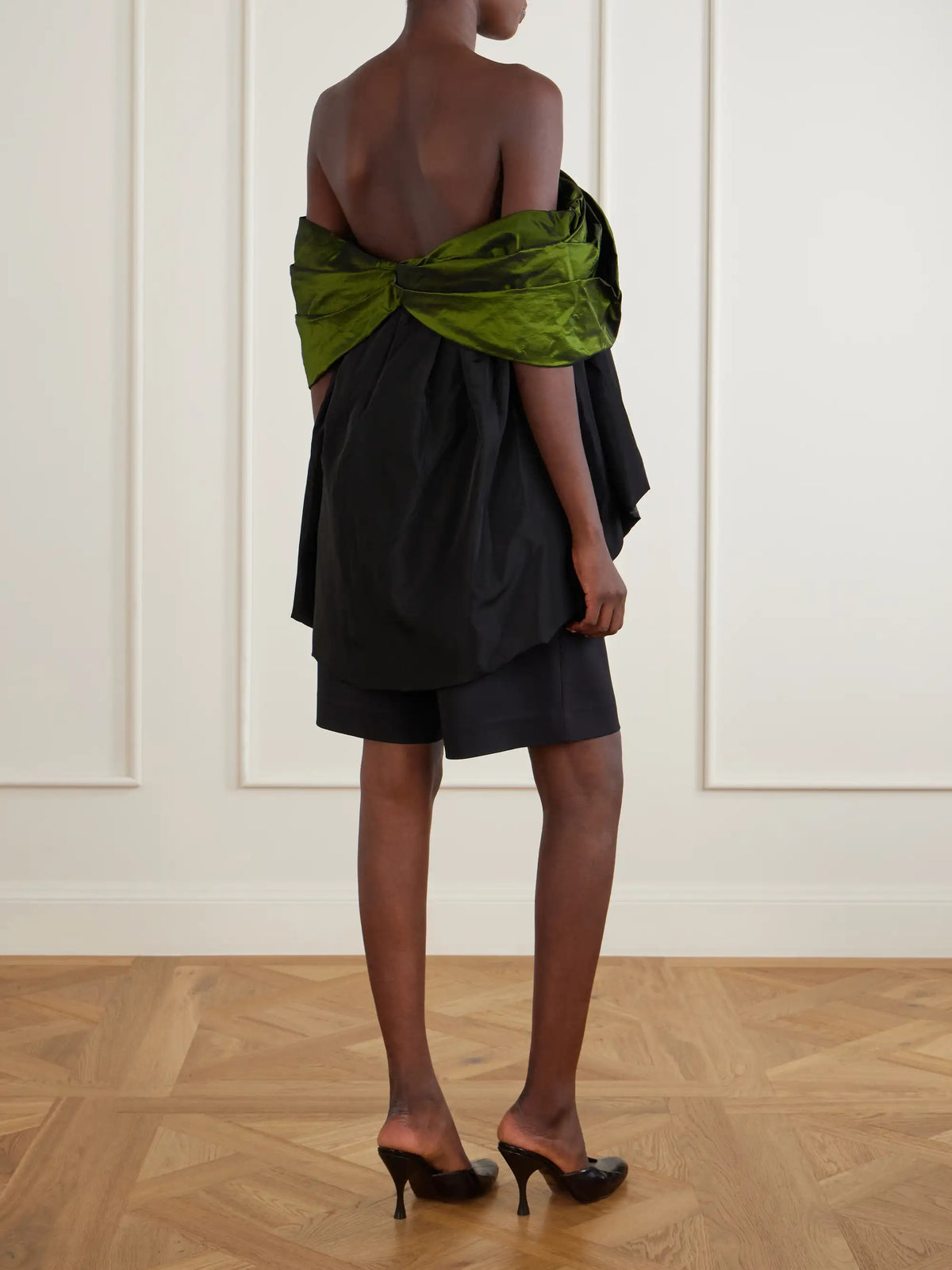 Simone Rocha Bow-detailed Gathered Taffeta Blouse