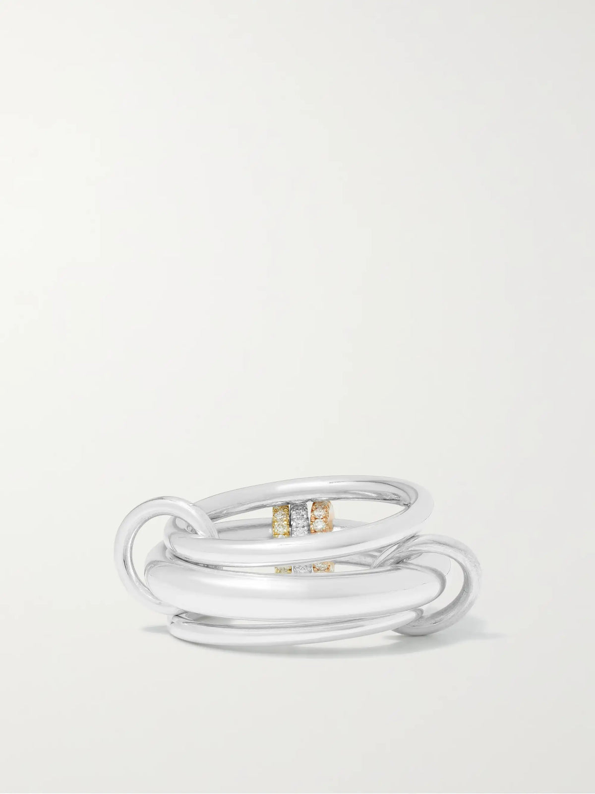 Gemini Set Of Three 18-karat White, Yellow And Rose Gold Diamond Rings