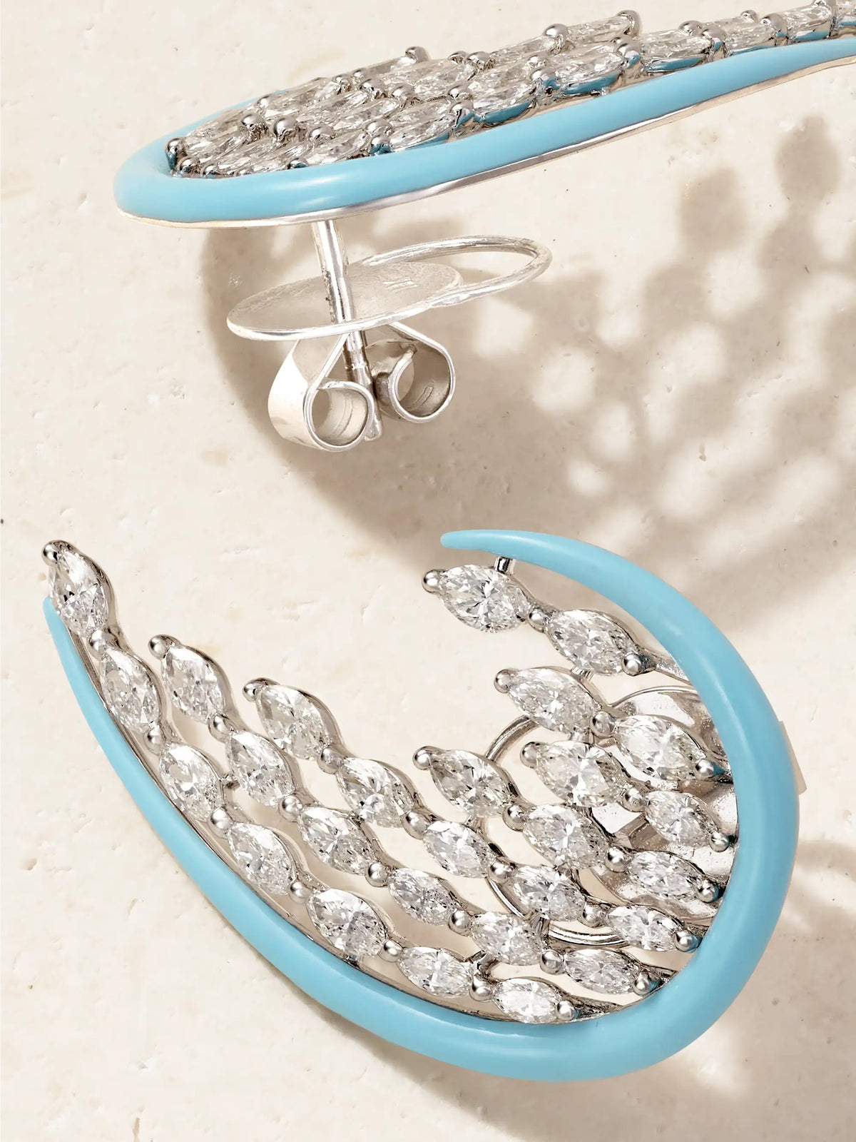 18-karat White Gold, Diamond And Enamel Earrings