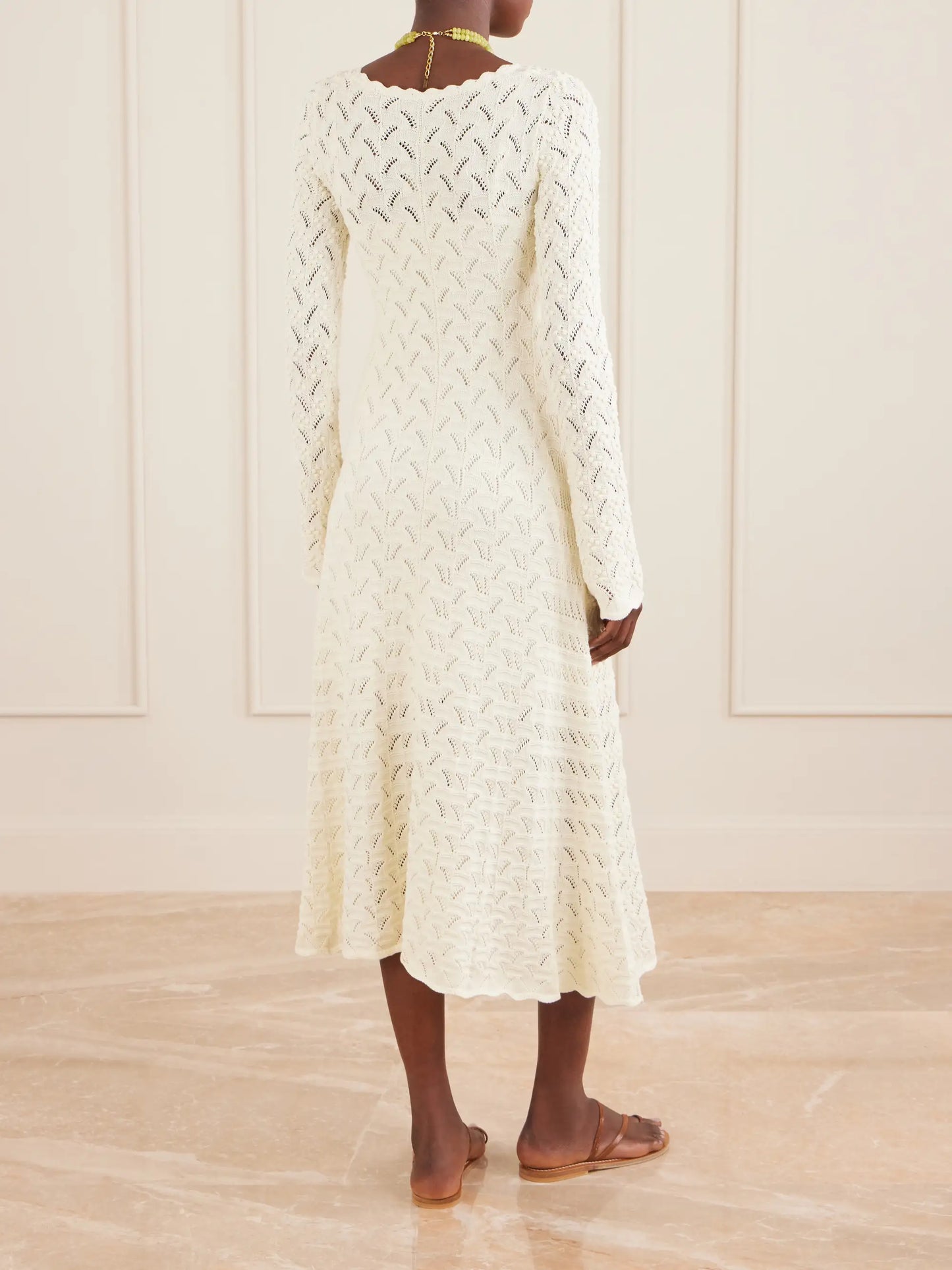 Avril Pointelle-knit Cotton Midi Dress