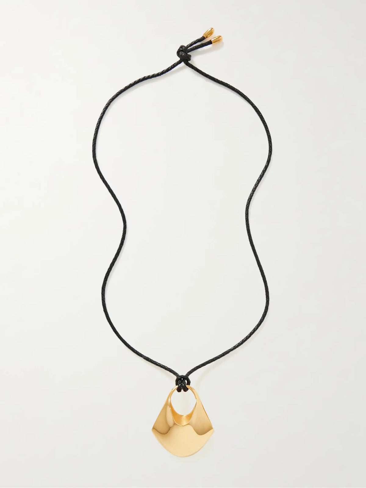 Lotus Medium Leather And Gold-plated Necklace