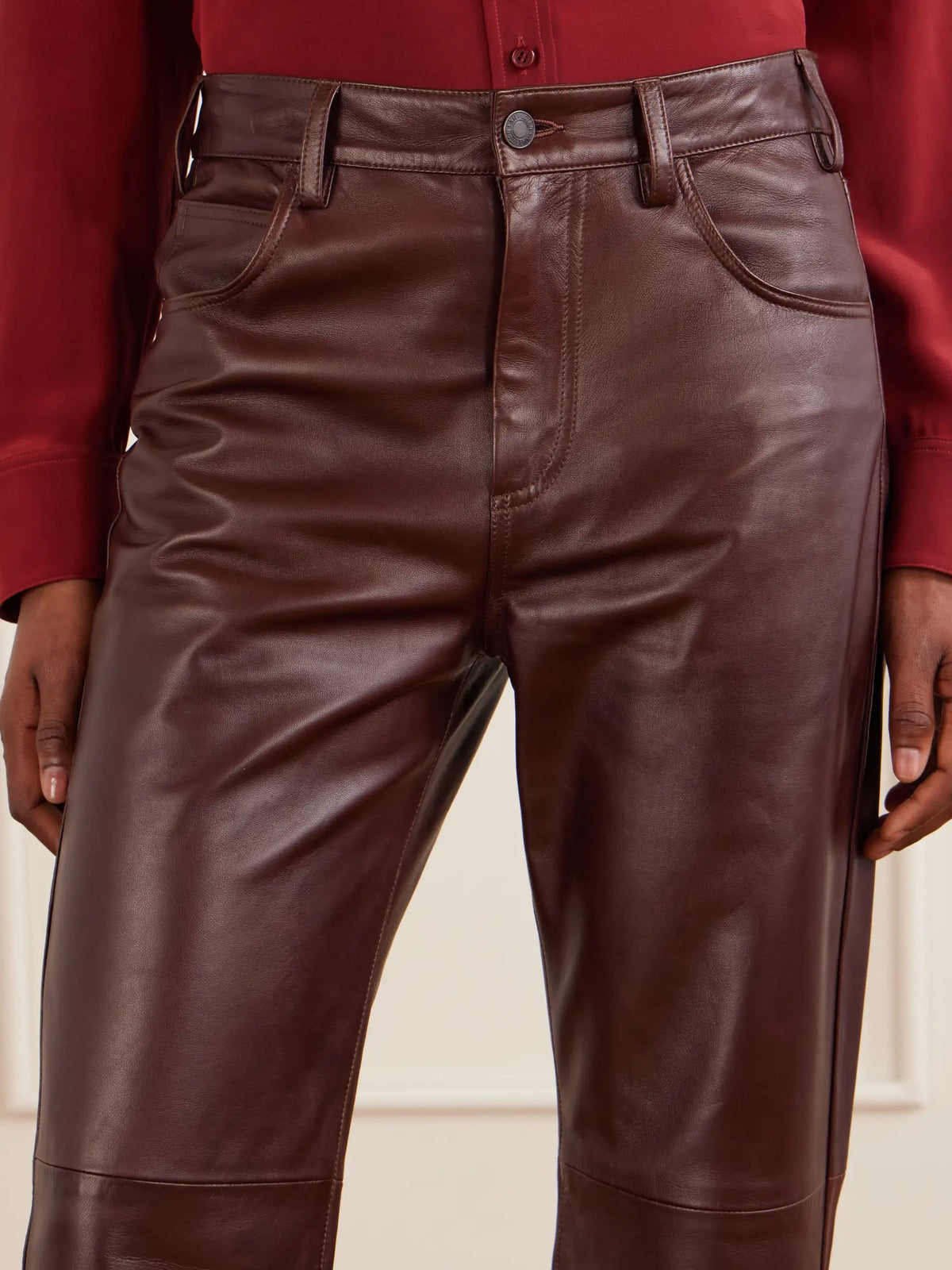 Nili Lotan Joan Paneled Leather Straight-leg Pants