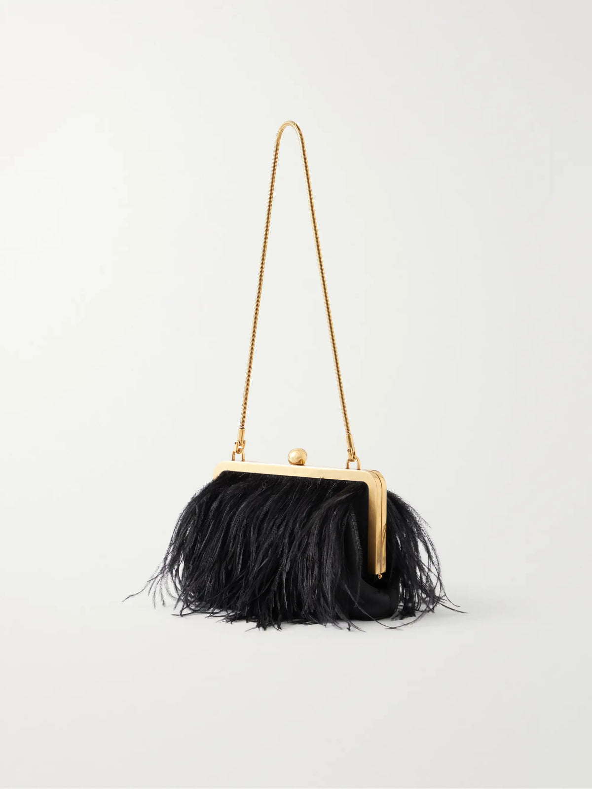 KHAITE Lilith Feather-trimmed Satin Shoulder Bag