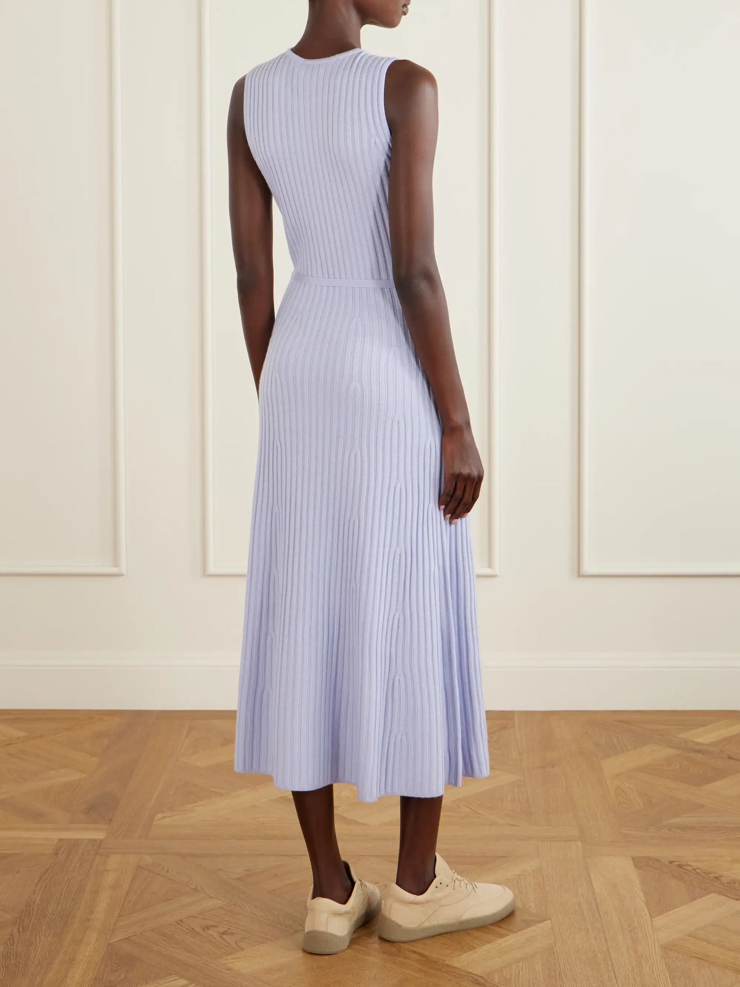 Meier Belted Ribbed Wool And Cashmere-blend Midi Dress