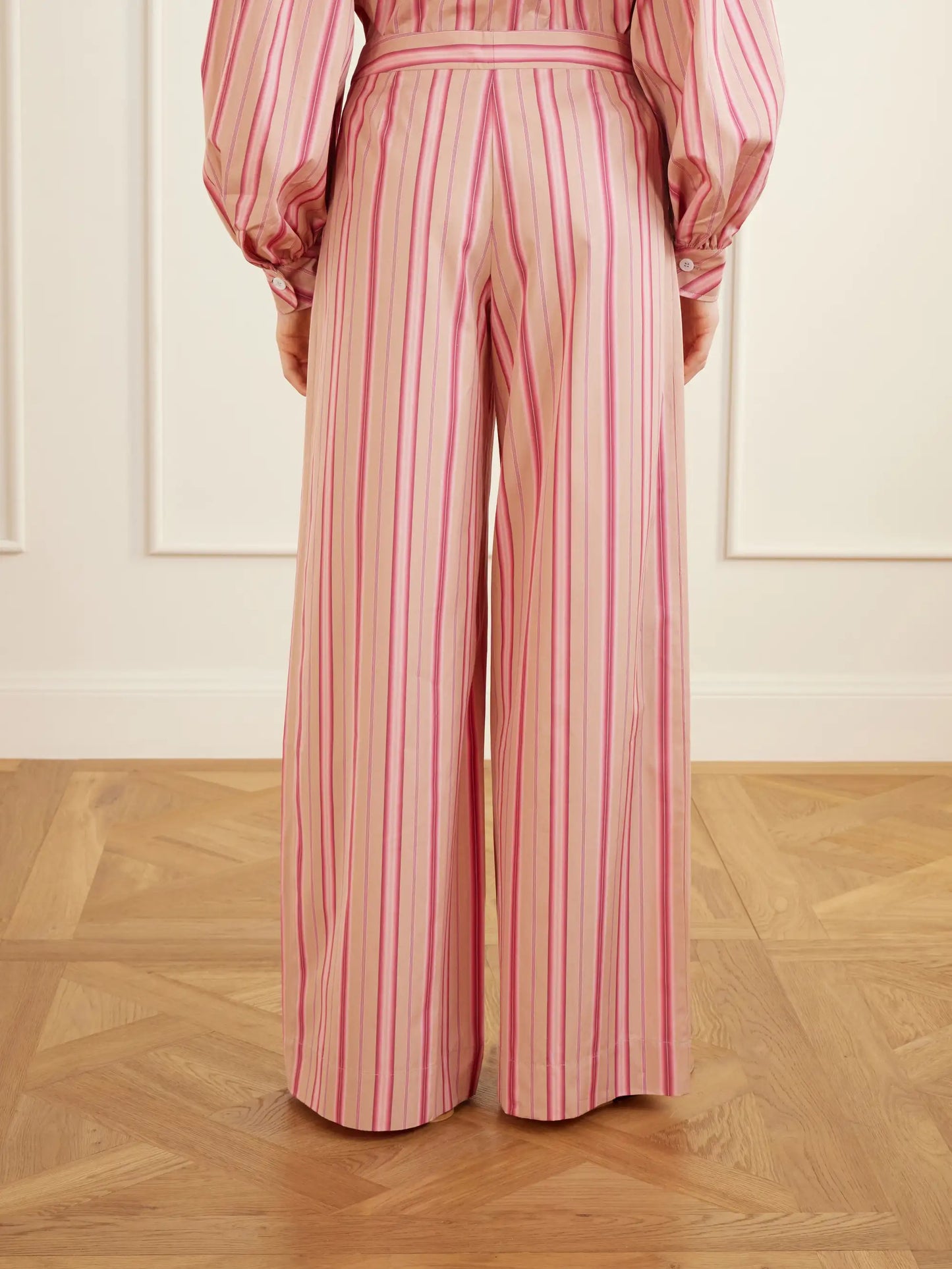 Loulou Pleated Striped Cotton-poplin Wide-leg Pants