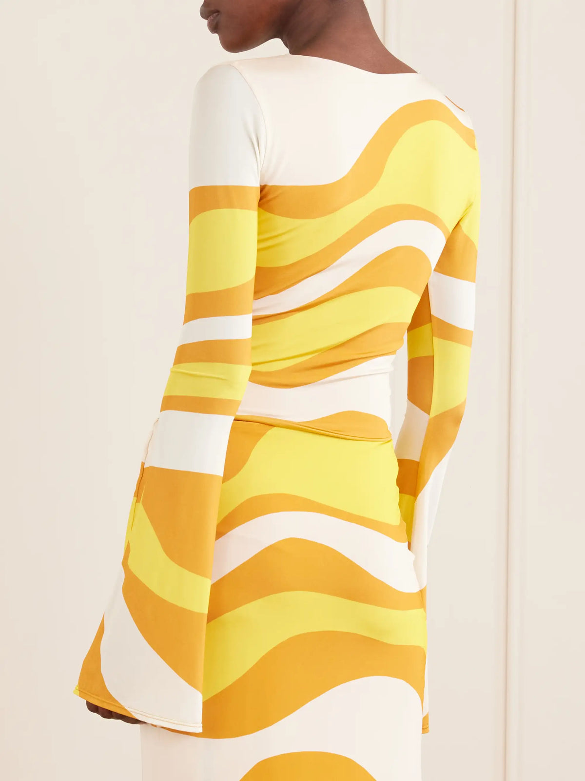 Cala de la Cruz Aelin Ruched Printed Jersey Top