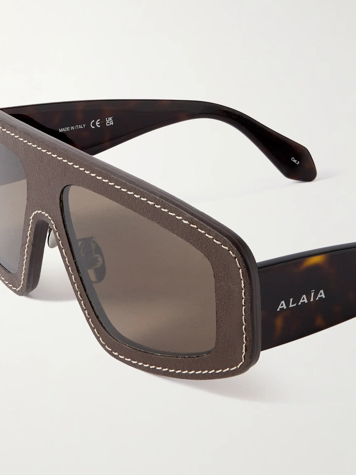 Mask D-frame Leather And Tortoiseshell Acetate Sunglasses