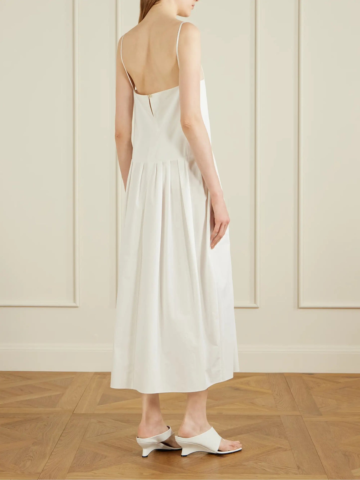 Adira Pleated Cotton-poplin Midi Dress