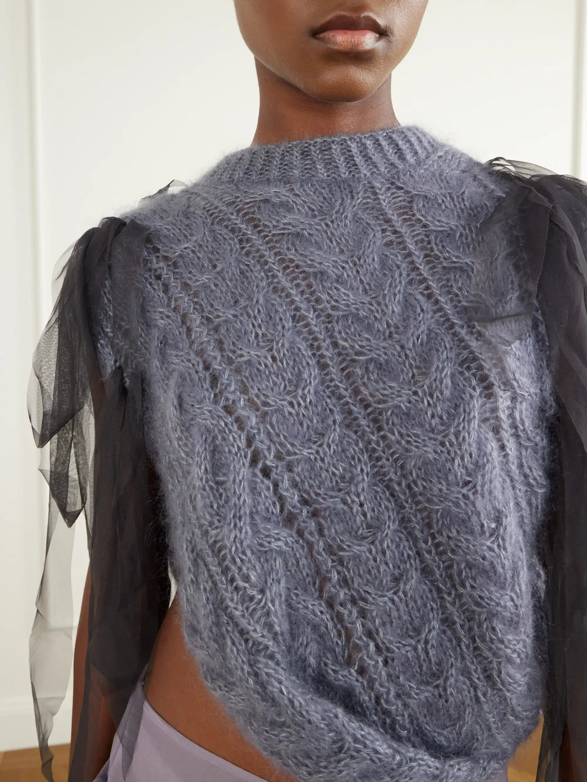 Pauline Dujancourt Winnie Tulle-trimmed Mohair-blend Sweater