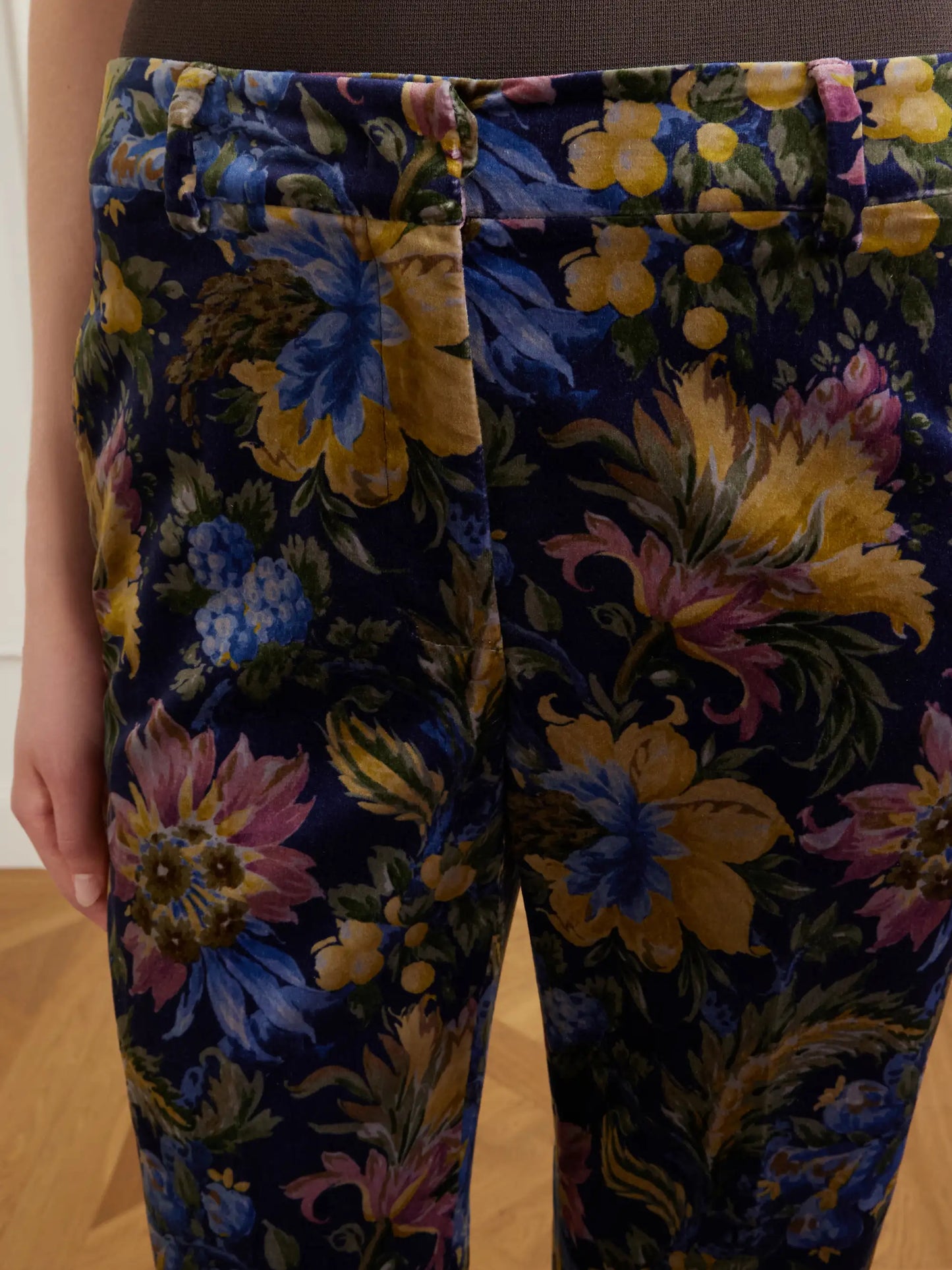 Printed Cotton-blend Velvet Flared Pants