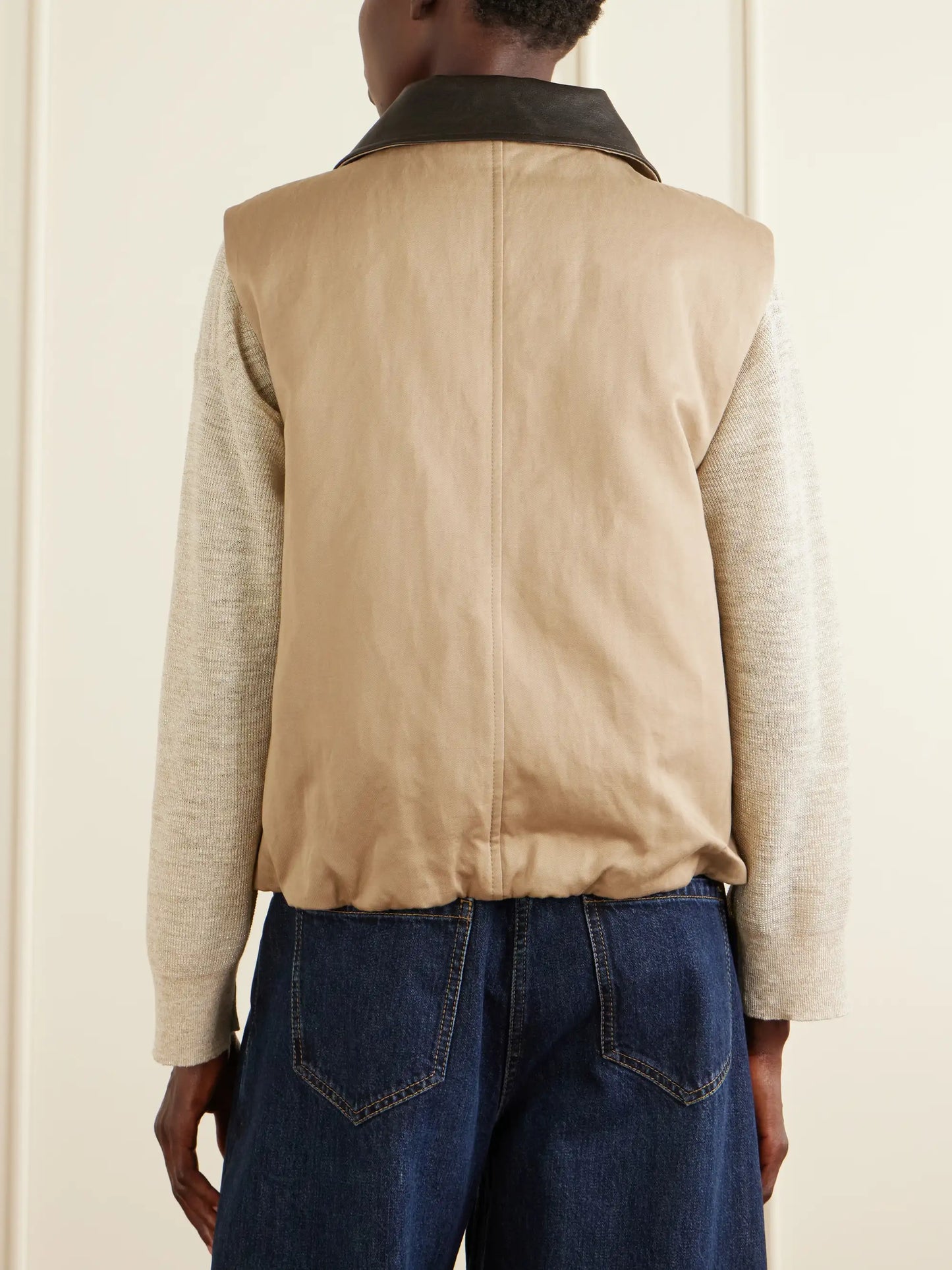 Reversible Checked Padded Cotton And Linen Gilet