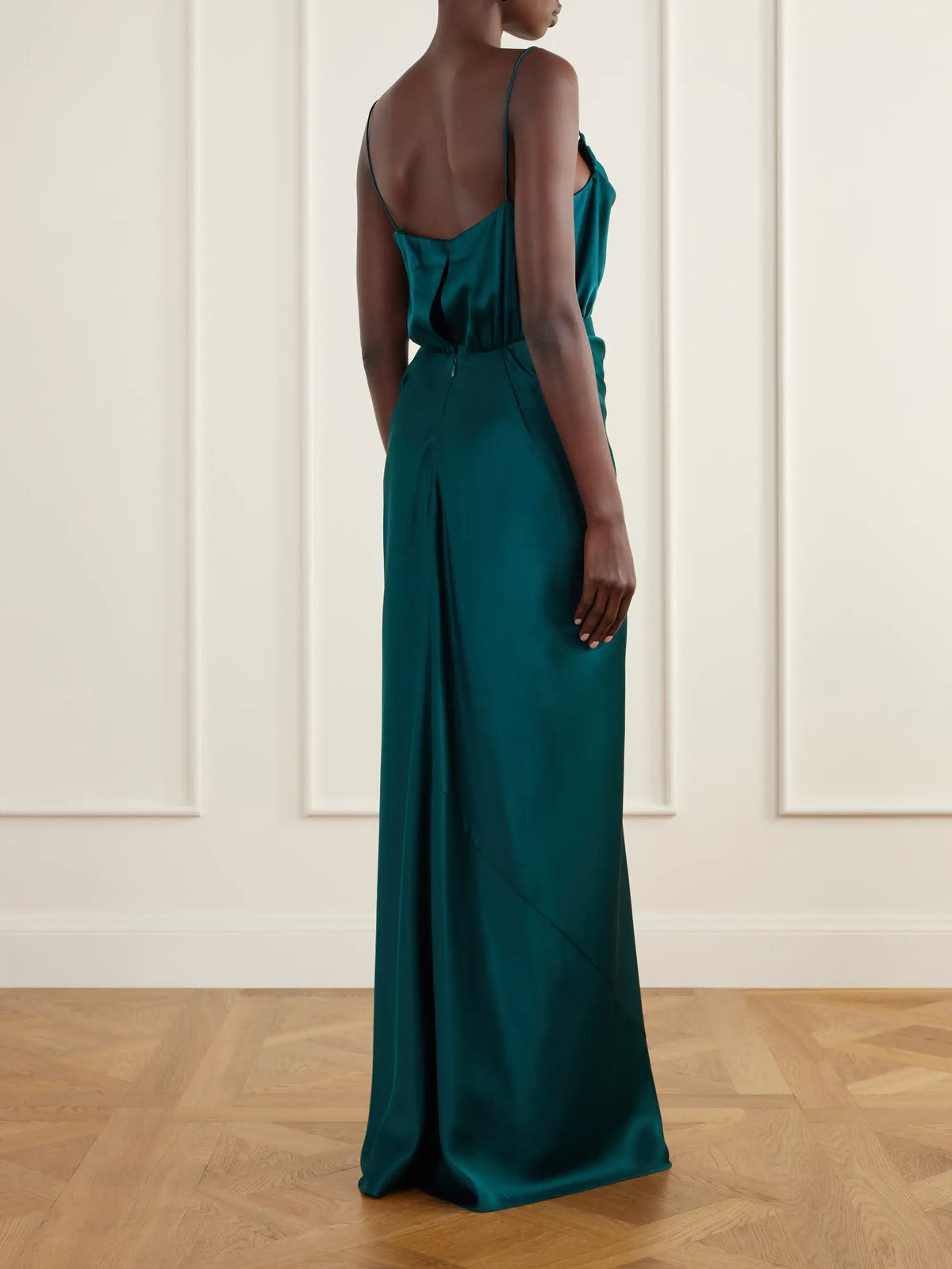 Heirlome Cleo Gathered Silk-satin Gown