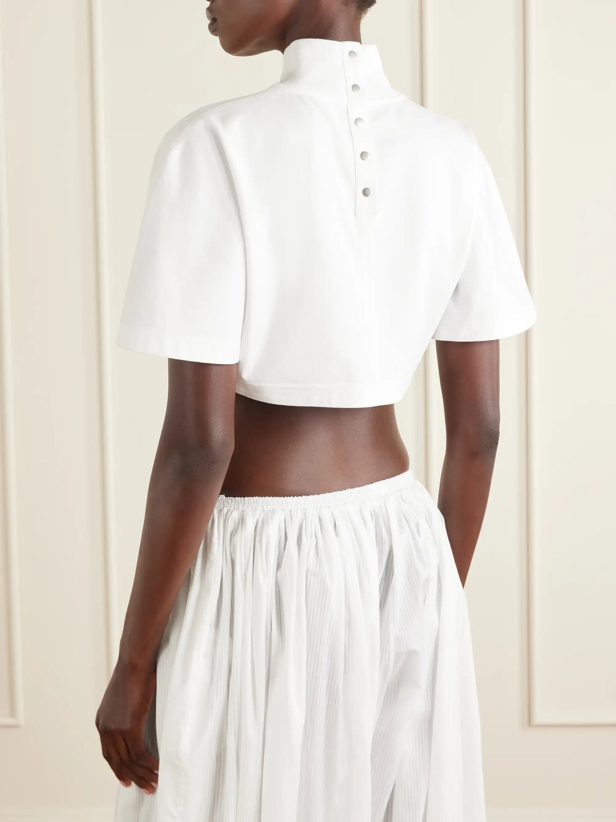 Alaïa Cropped Cotton-jersey Turtleneck T-shirt