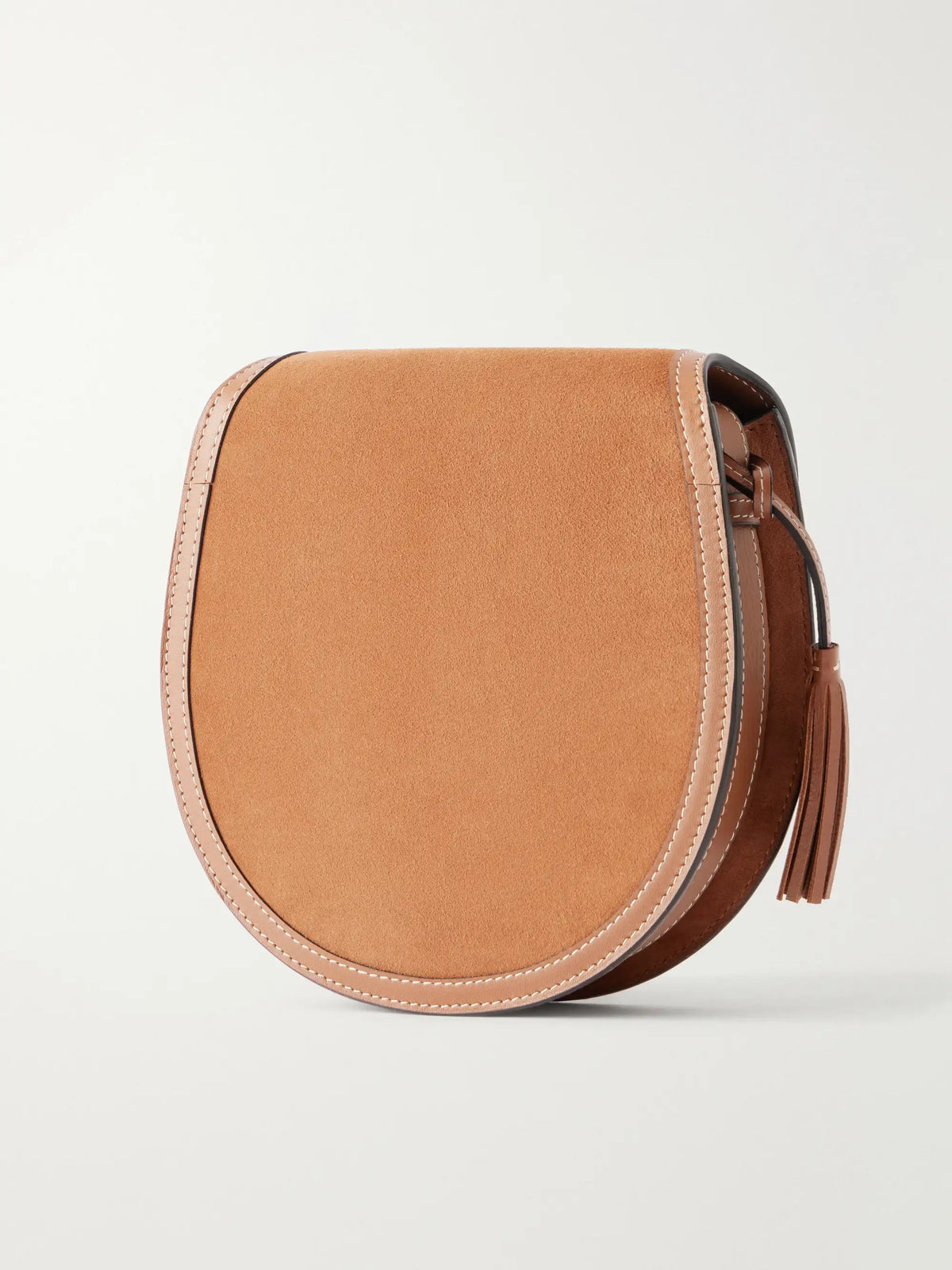 Hunting Season The Small Saddle Tasseled Leather-trimmed Suede Shoulder Bag