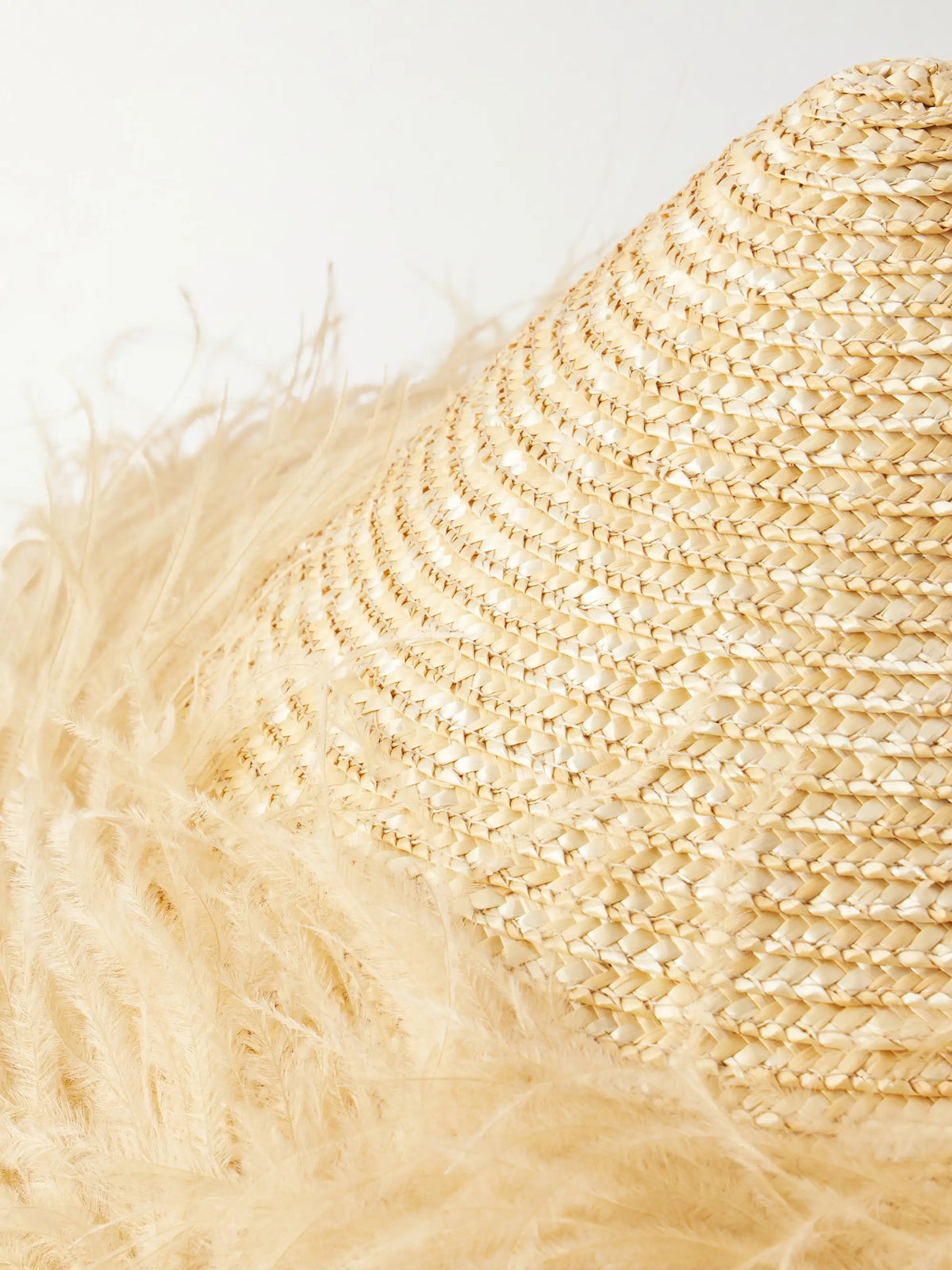 Harriet Feather-trimmed Woven Raffia Sunhat