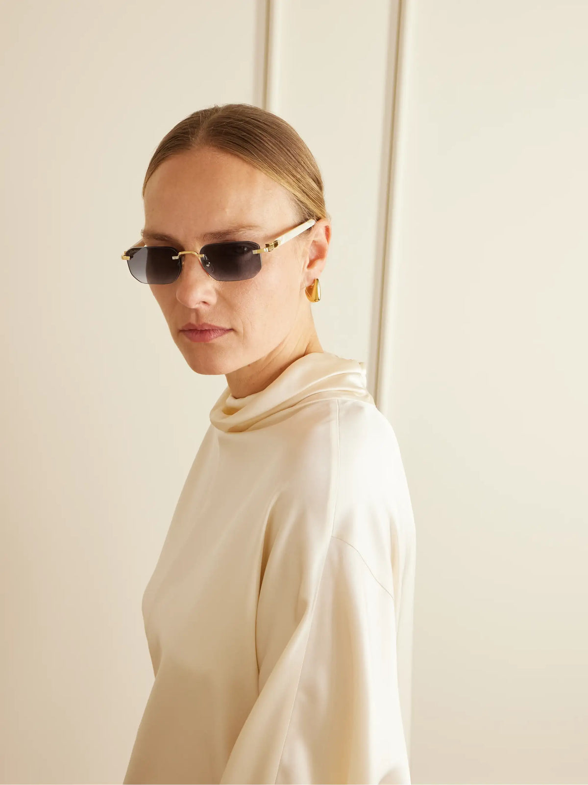Signature C Rimless Rectangular-frame Gold-tone And Acetate Sunglasses