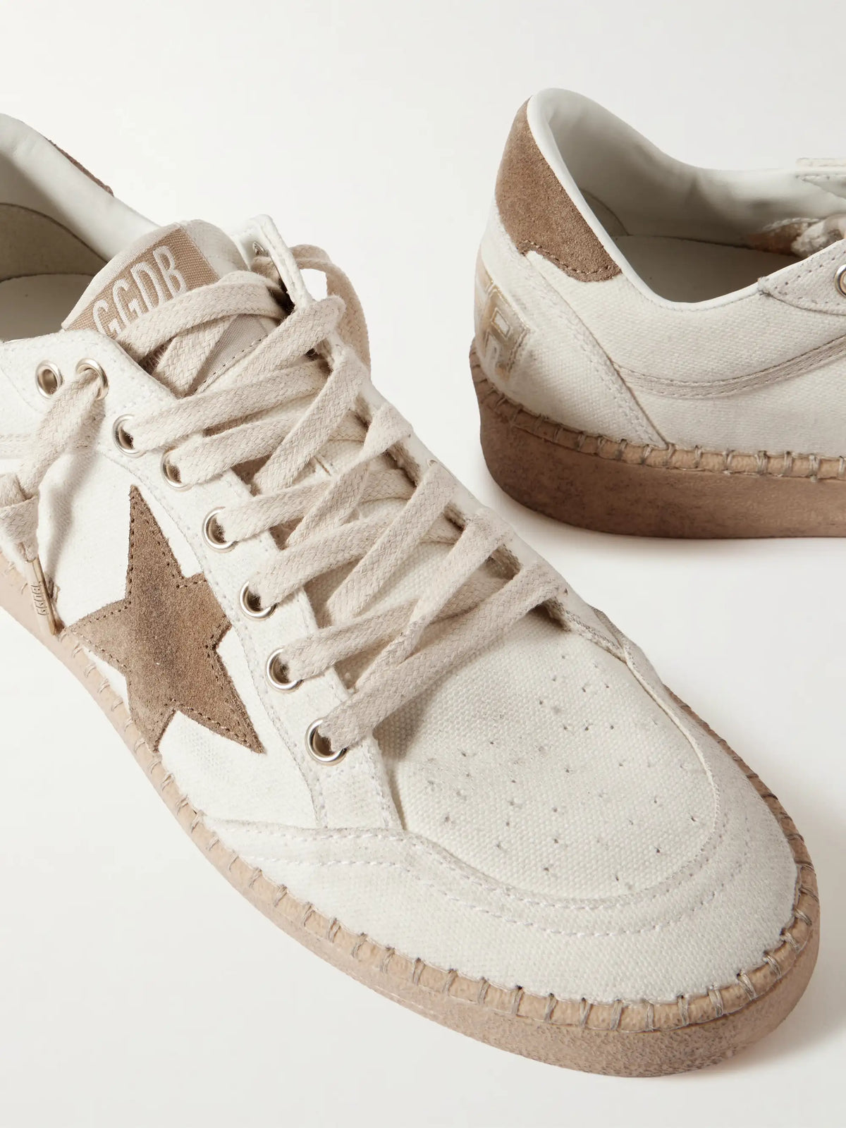 Ball Star Distressed Suede-trimmed Canvas Sneakers
