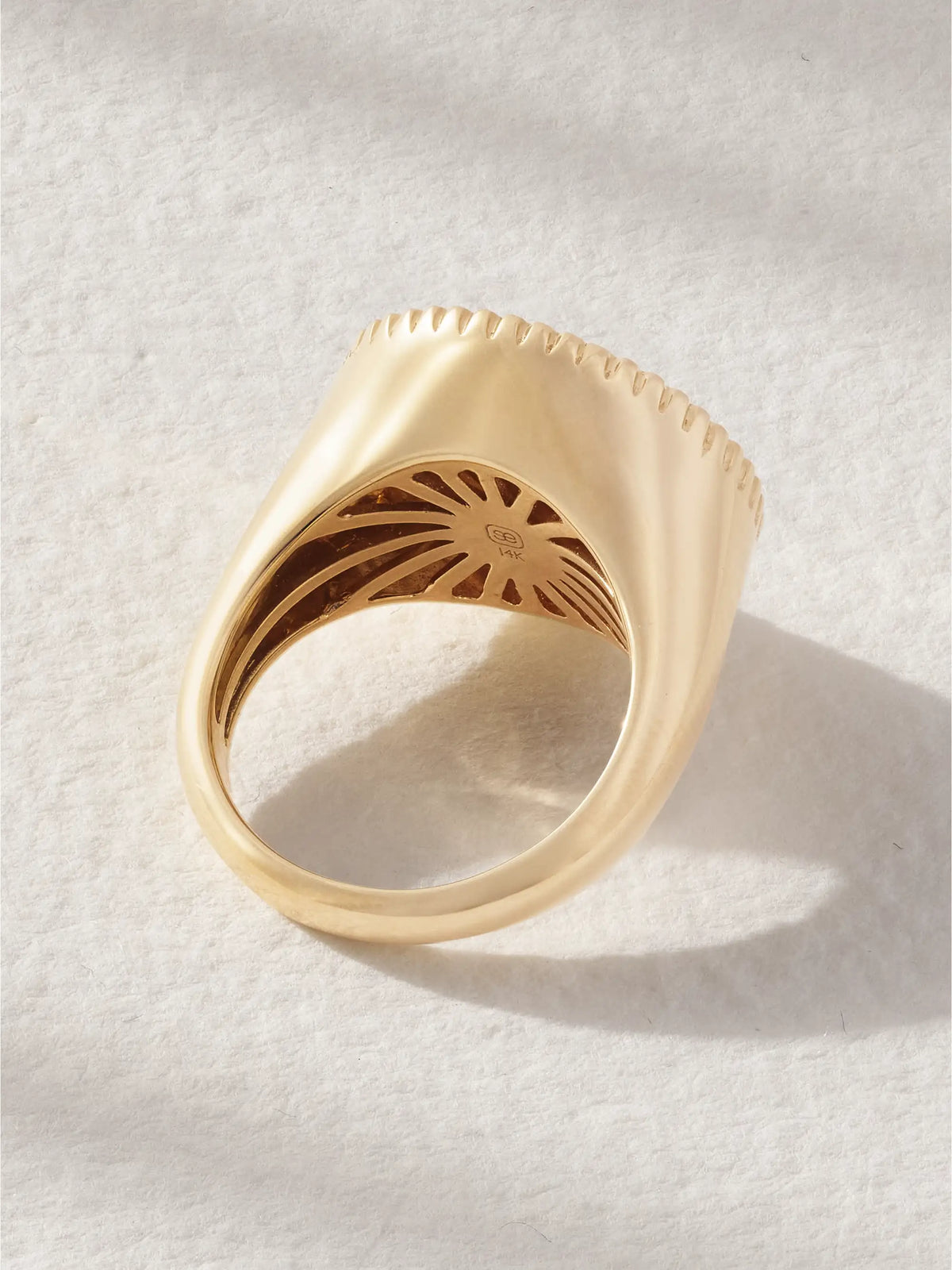 Small Luck Coin 14-karat Gold Diamond Signet Ring