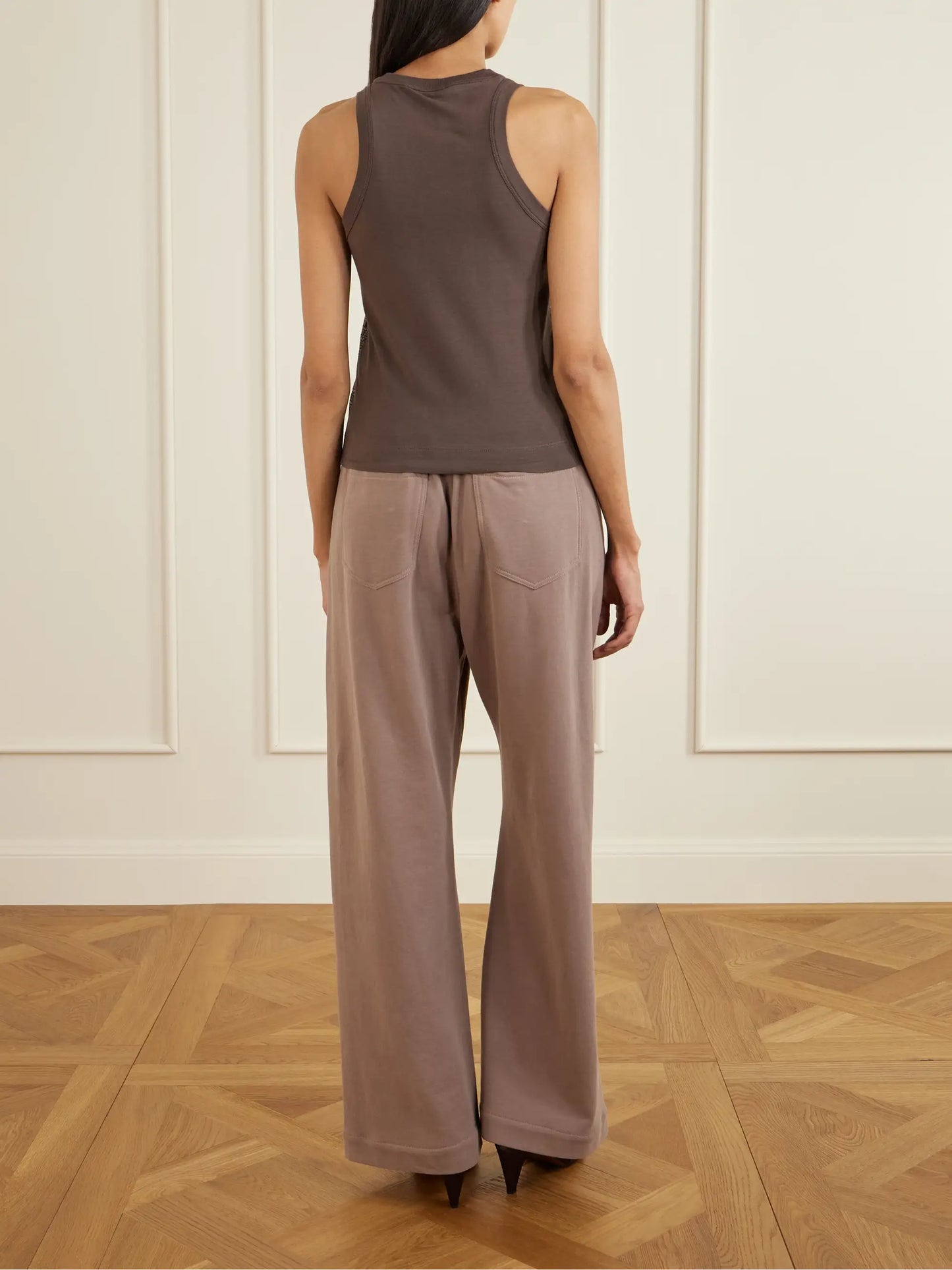 Sequin-embellished Stretch-cotton Jersey Tank