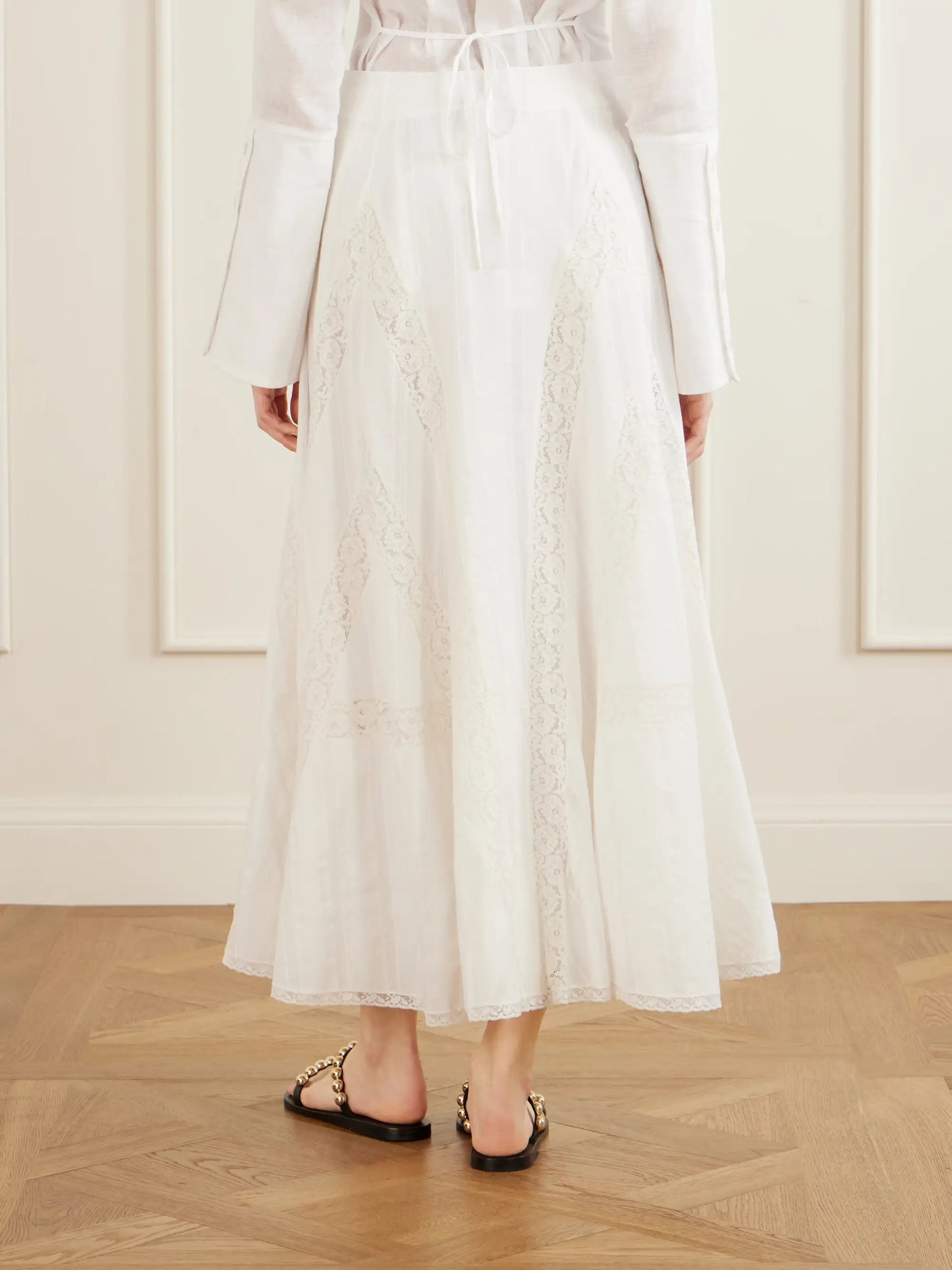 Vieste Lace-trimmed Cotton-muslin Maxi Skirt