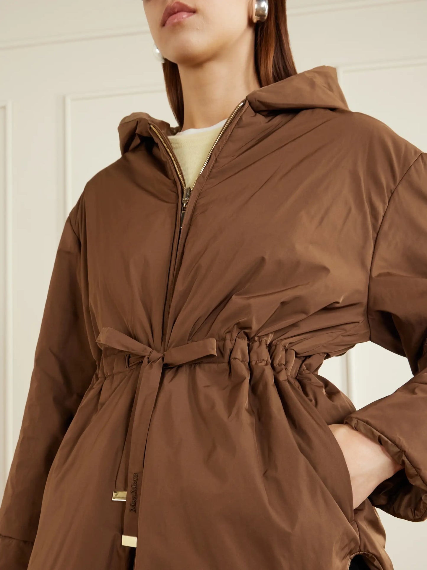 Hooded Belted Shell Jacket