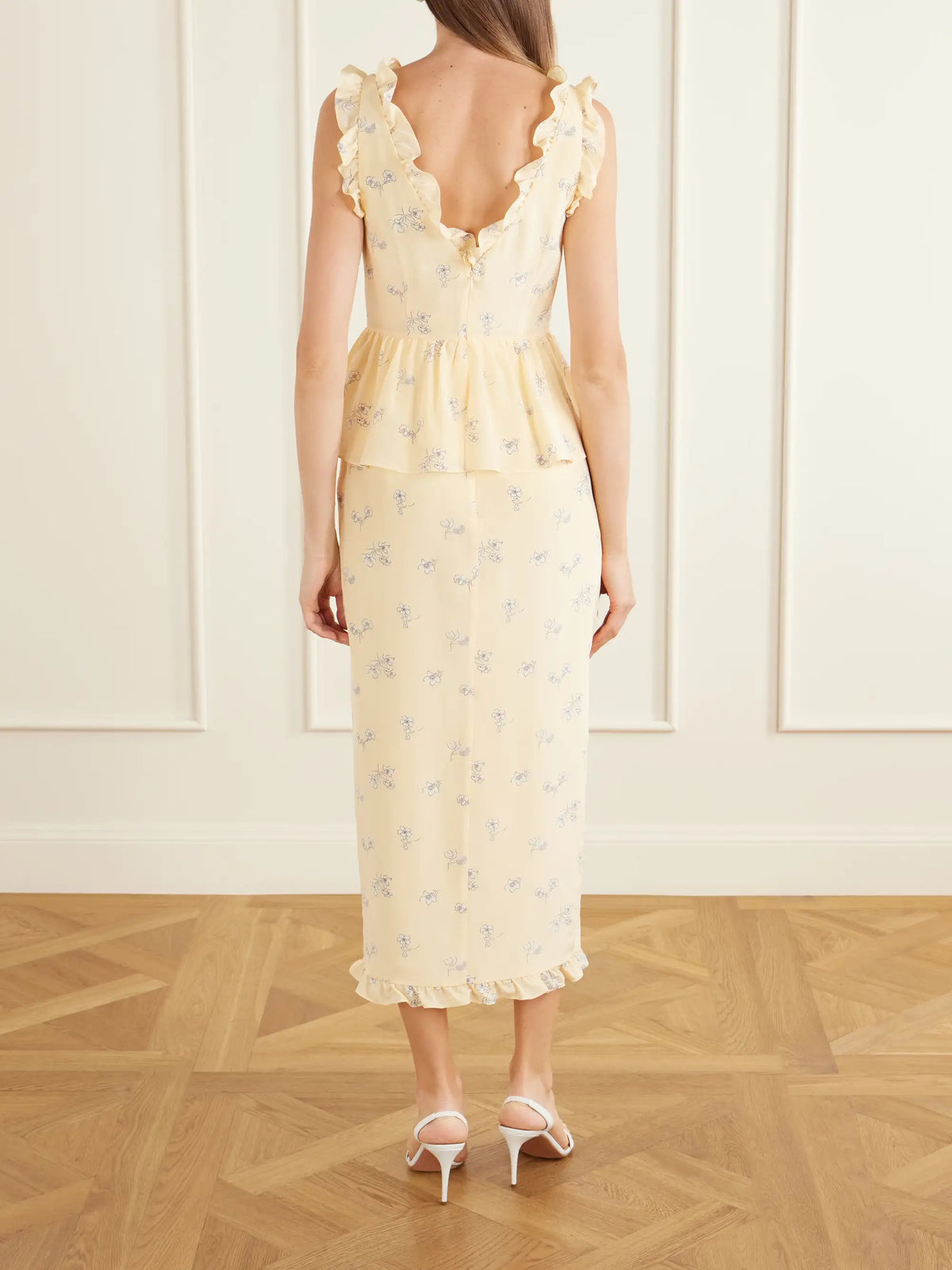 Bow-embellished Floral-print Silk Midi Dress