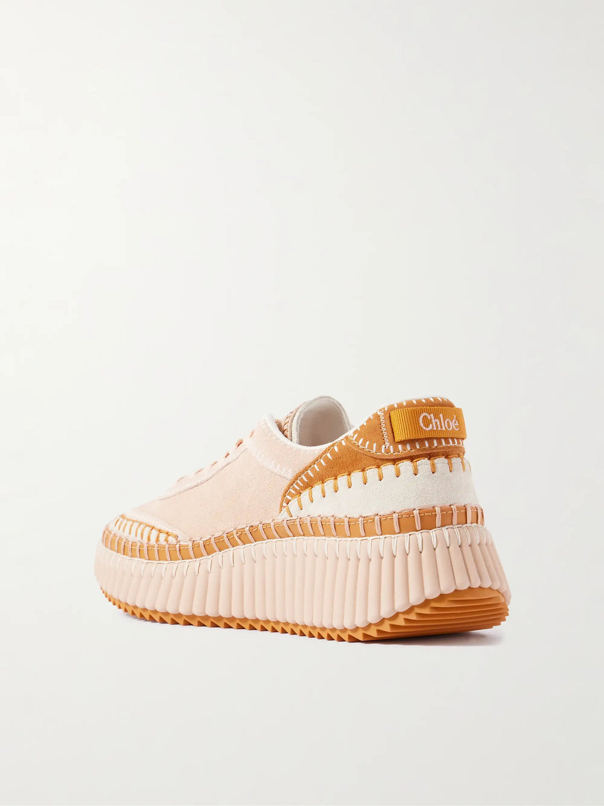 Nama Embroidered Leather-trimmed Suede Platform Sneakers
