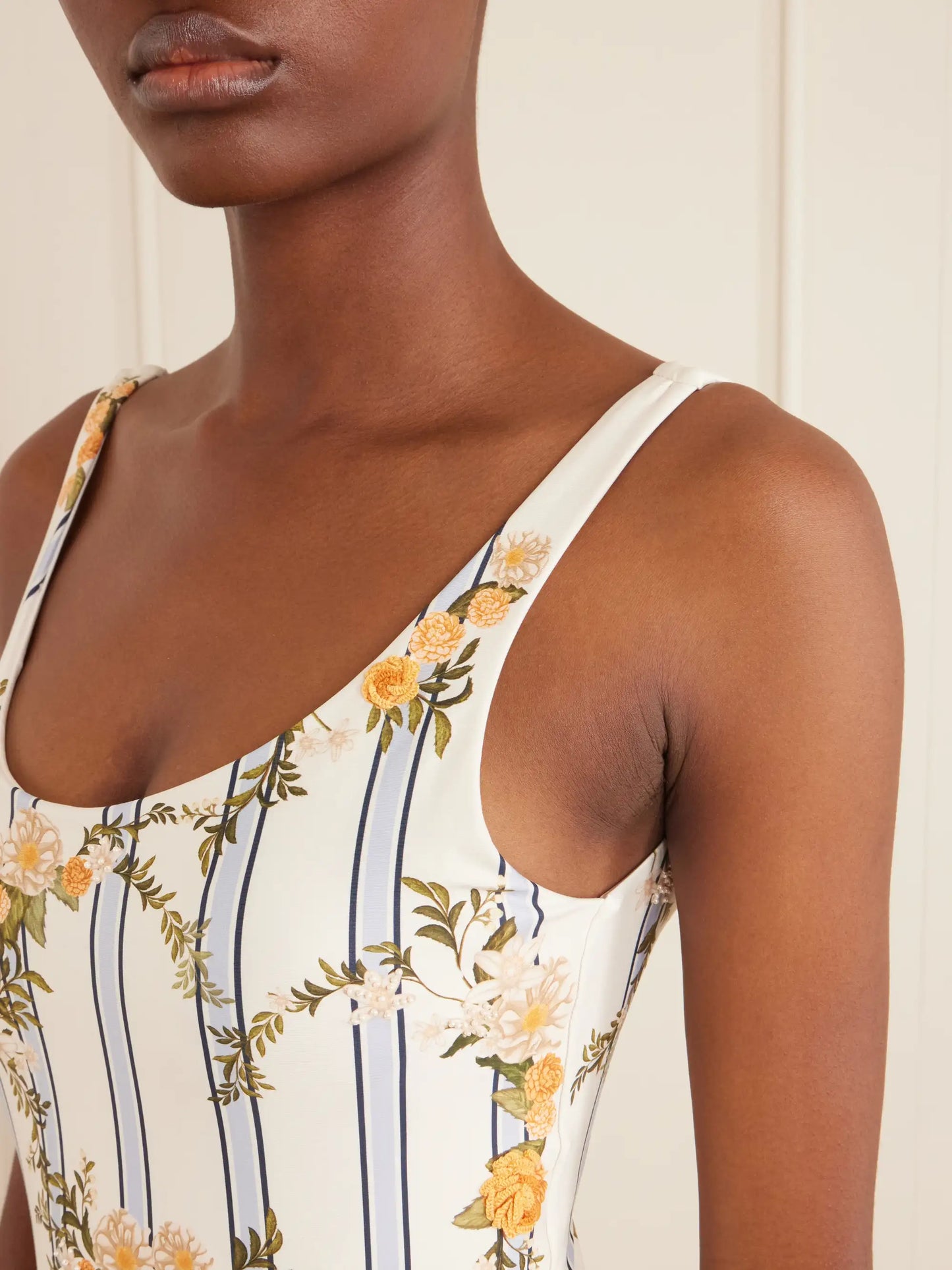 Gema Valle Bead-embellished Printed Stretch Recycled Swimsuit