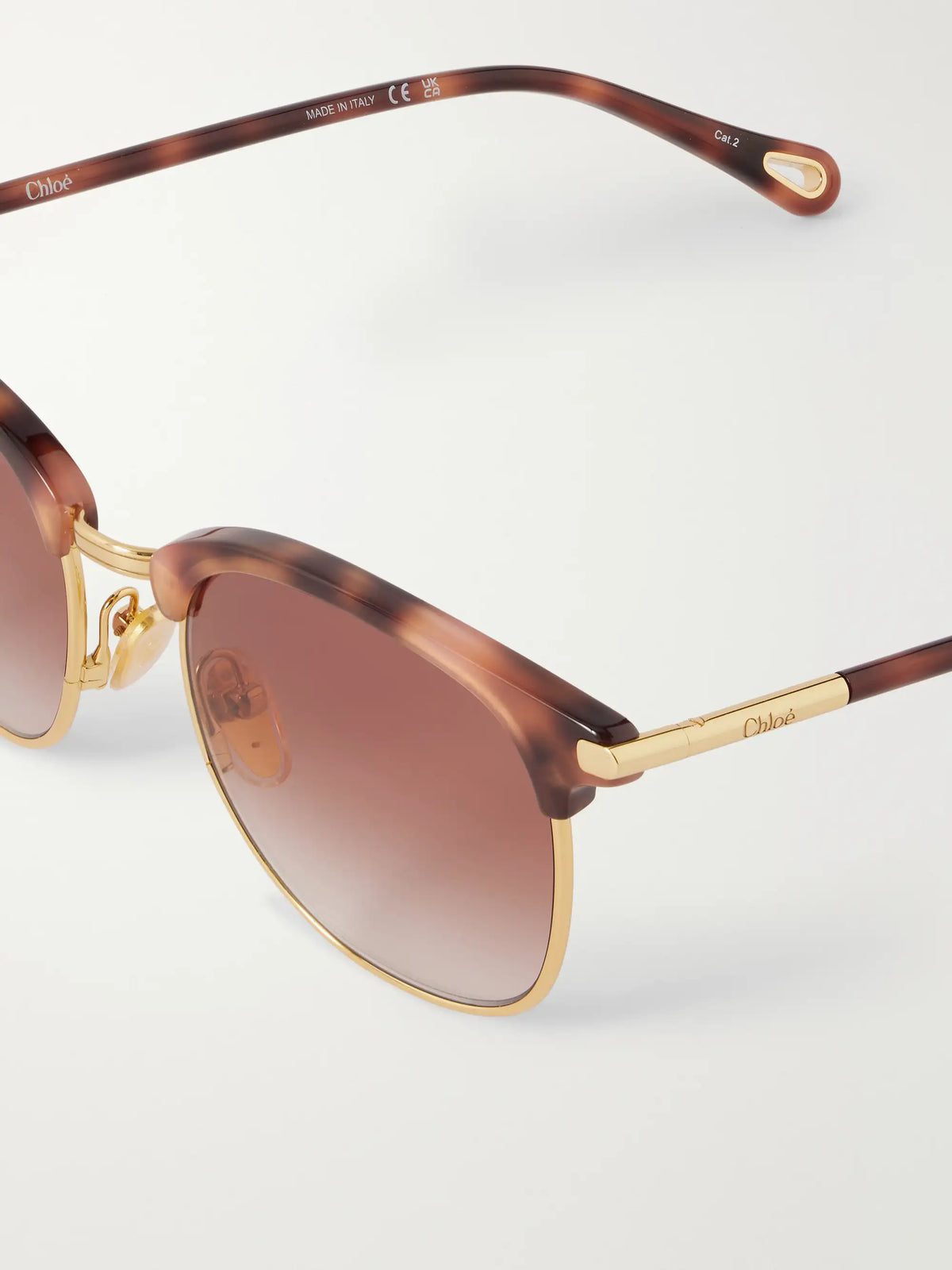 Tubolar D-frame Acetate And Gold-tone Sunglasses