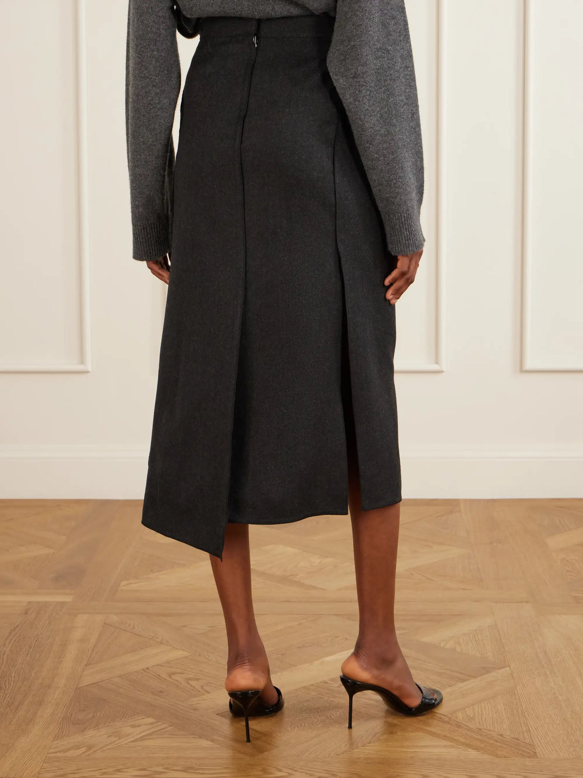 Wool Pleated Midi Skirt