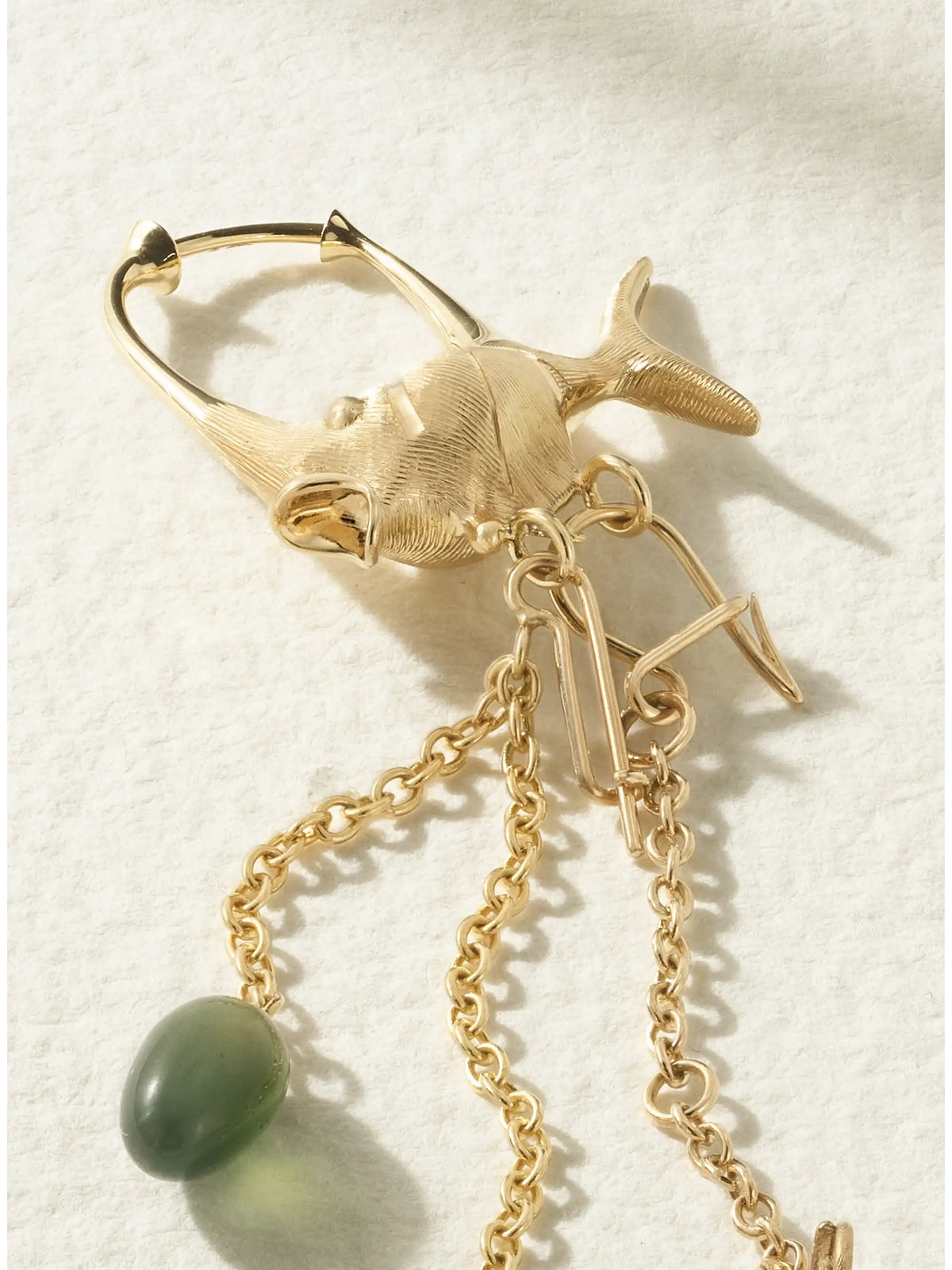 Young Fish 18-karat Gold, Serpentine And Aquamarine Hoop Earrings