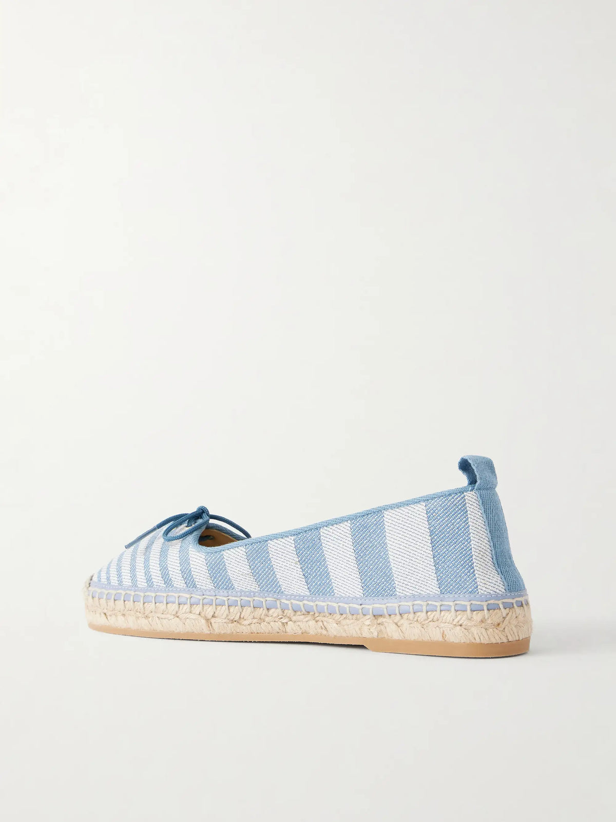 Leather-trimmed Striped Canvas Espadrilles